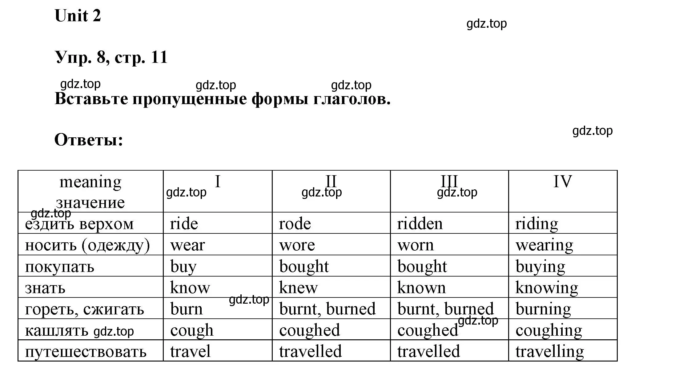 Решение 2. номер 8 (страница 11) гдз по английскому языку 6 класс Афанасьева, Михеева, рабочая тетрадь