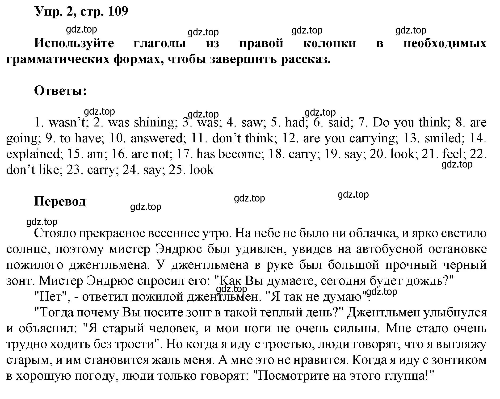 Решение 2. номер 2 (страница 109) гдз по английскому языку 6 класс Афанасьева, Михеева, рабочая тетрадь