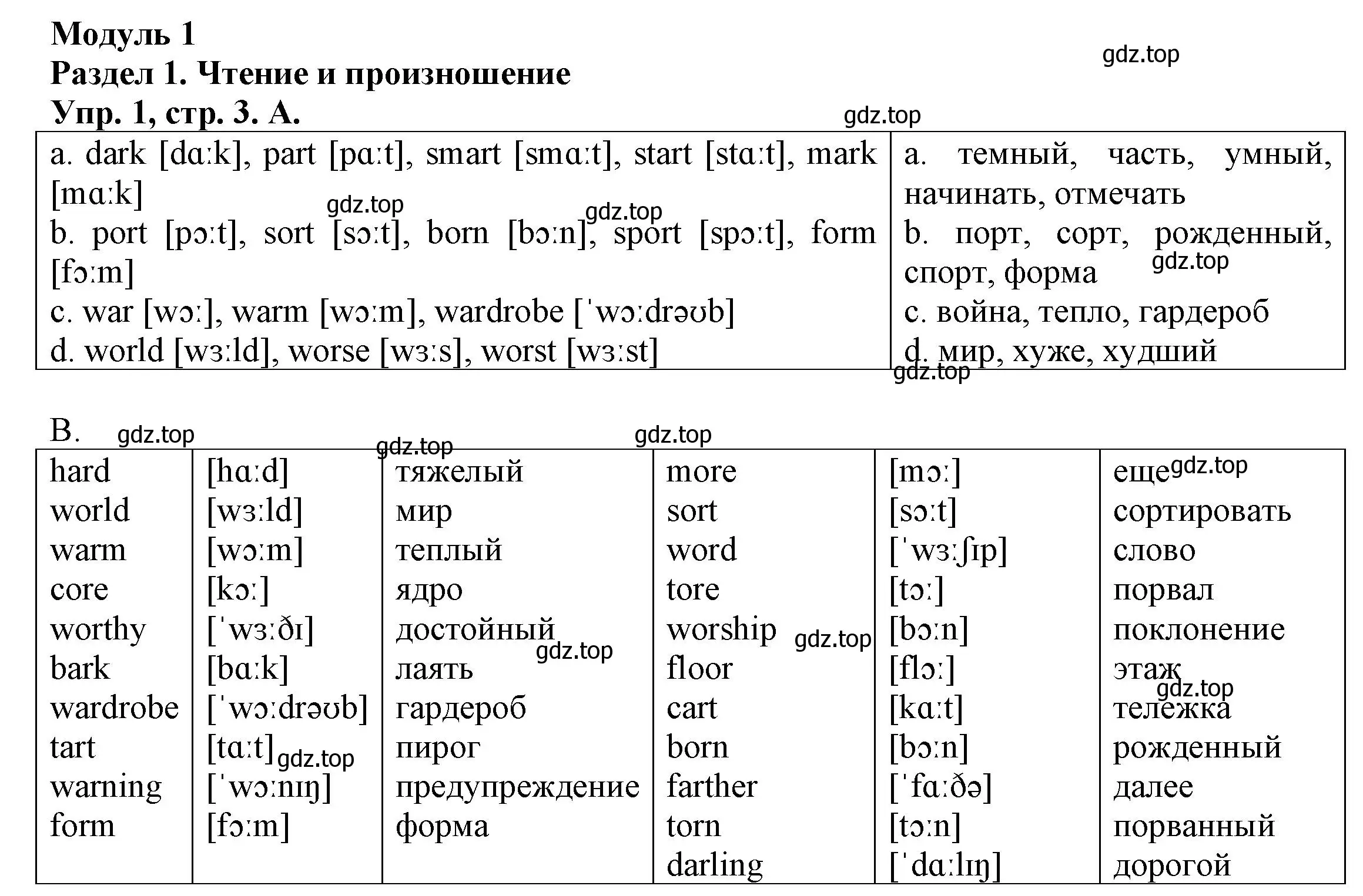 Решение номер 1 (страница 3) гдз по английскому языку 6 класс Афанасьева, Михеева, тренировочные упражнения в формате ОГЭ