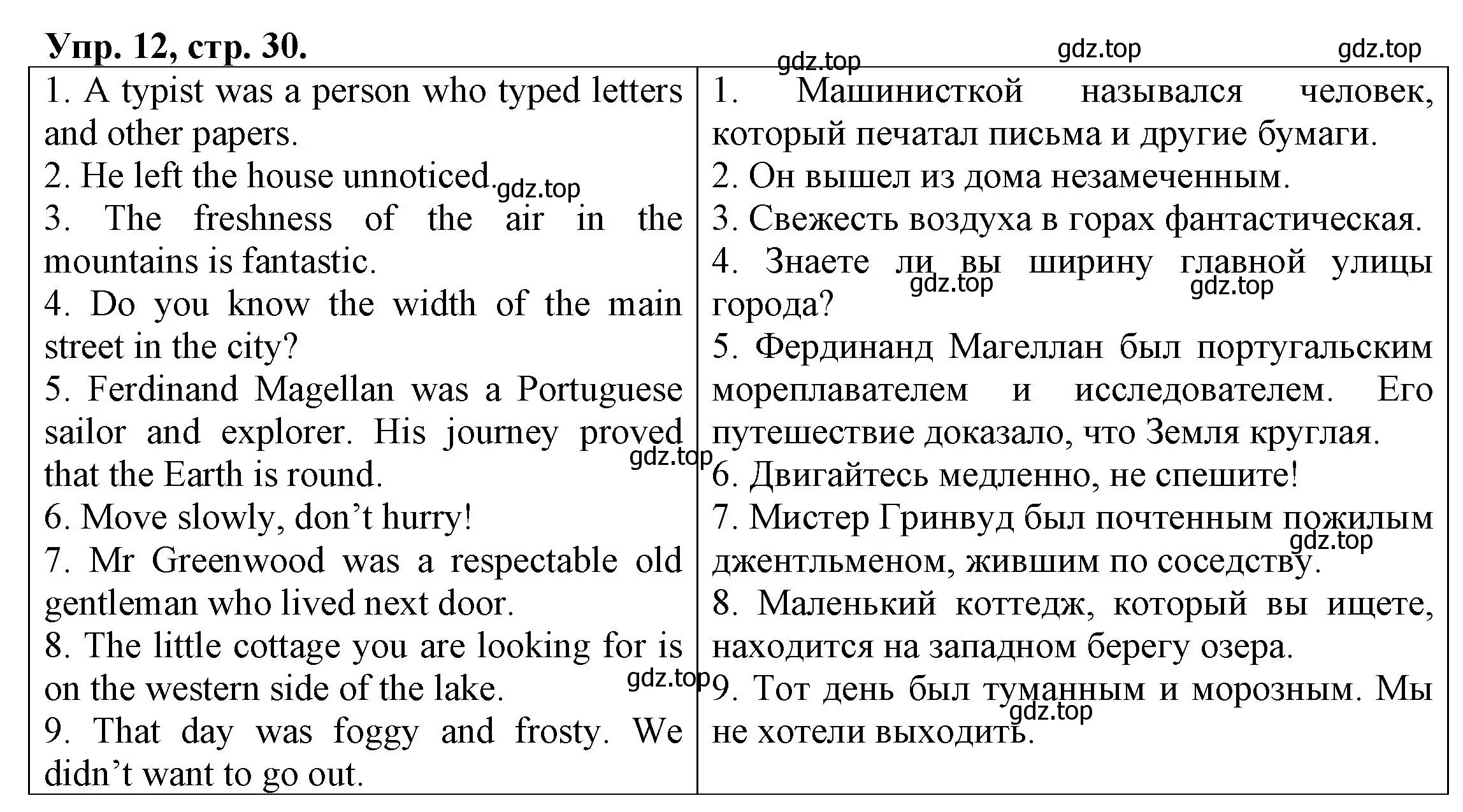 Решение номер 12 (страница 30) гдз по английскому языку 6 класс Афанасьева, Михеева, тренировочные упражнения в формате ОГЭ