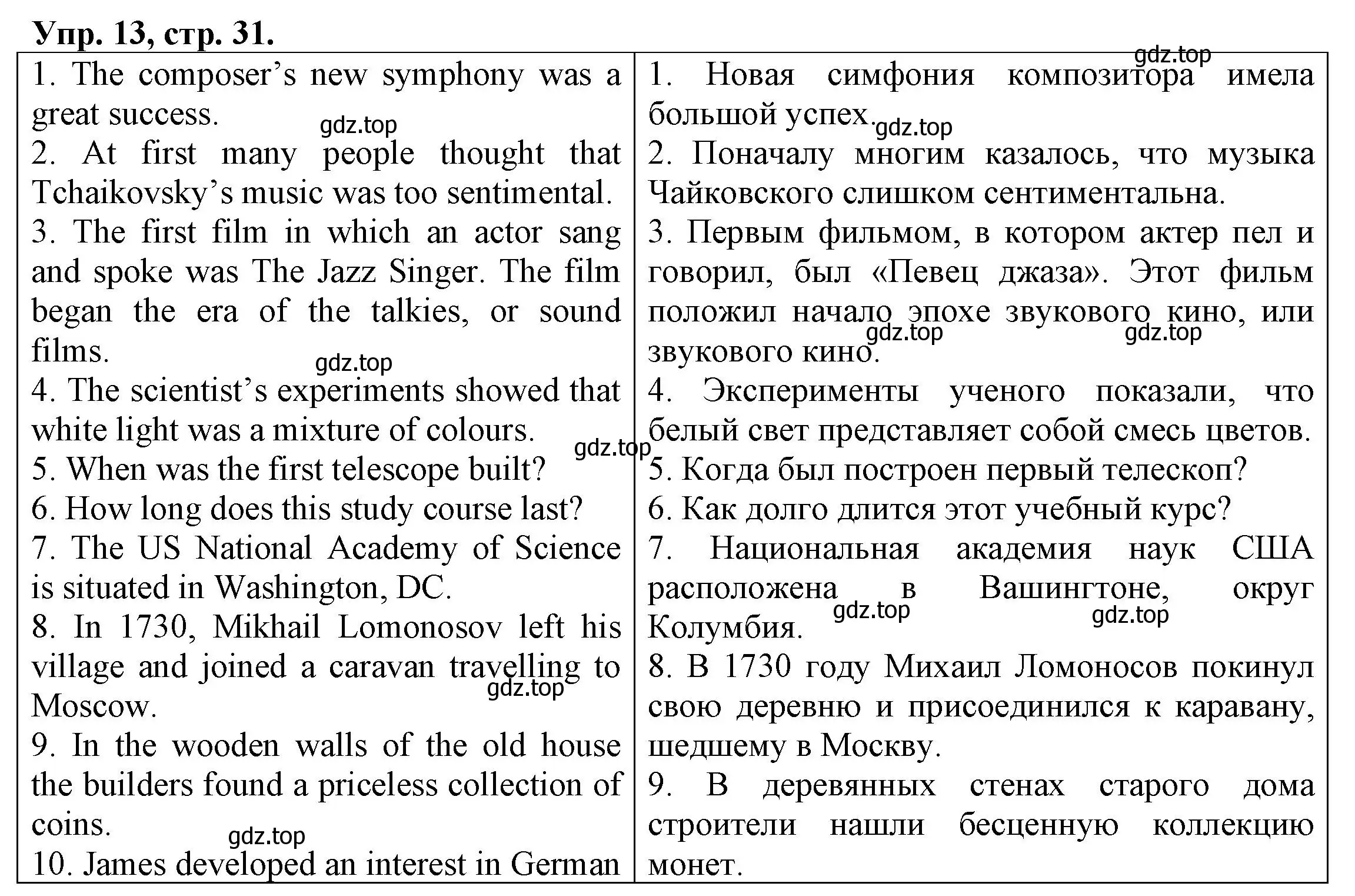 Решение номер 13 (страница 31) гдз по английскому языку 6 класс Афанасьева, Михеева, тренировочные упражнения в формате ОГЭ
