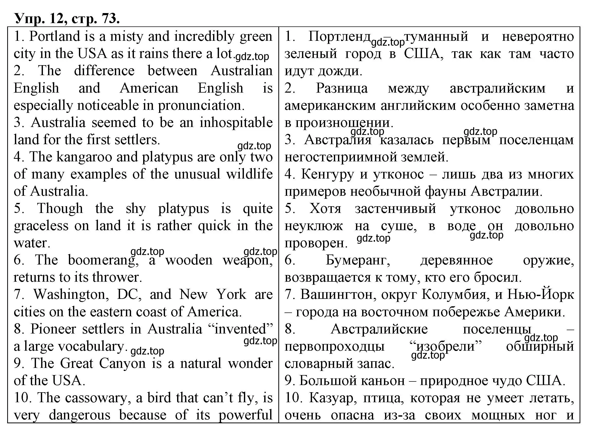 Решение номер 12 (страница 73) гдз по английскому языку 6 класс Афанасьева, Михеева, тренировочные упражнения в формате ОГЭ