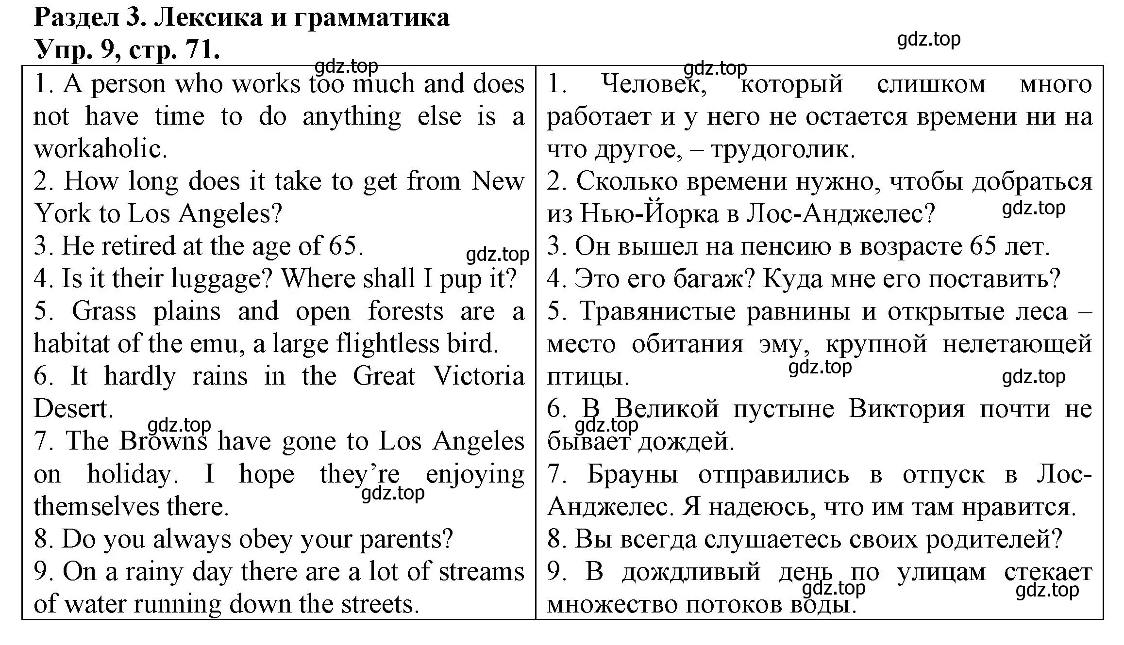 Решение номер 9 (страница 71) гдз по английскому языку 6 класс Афанасьева, Михеева, тренировочные упражнения в формате ОГЭ