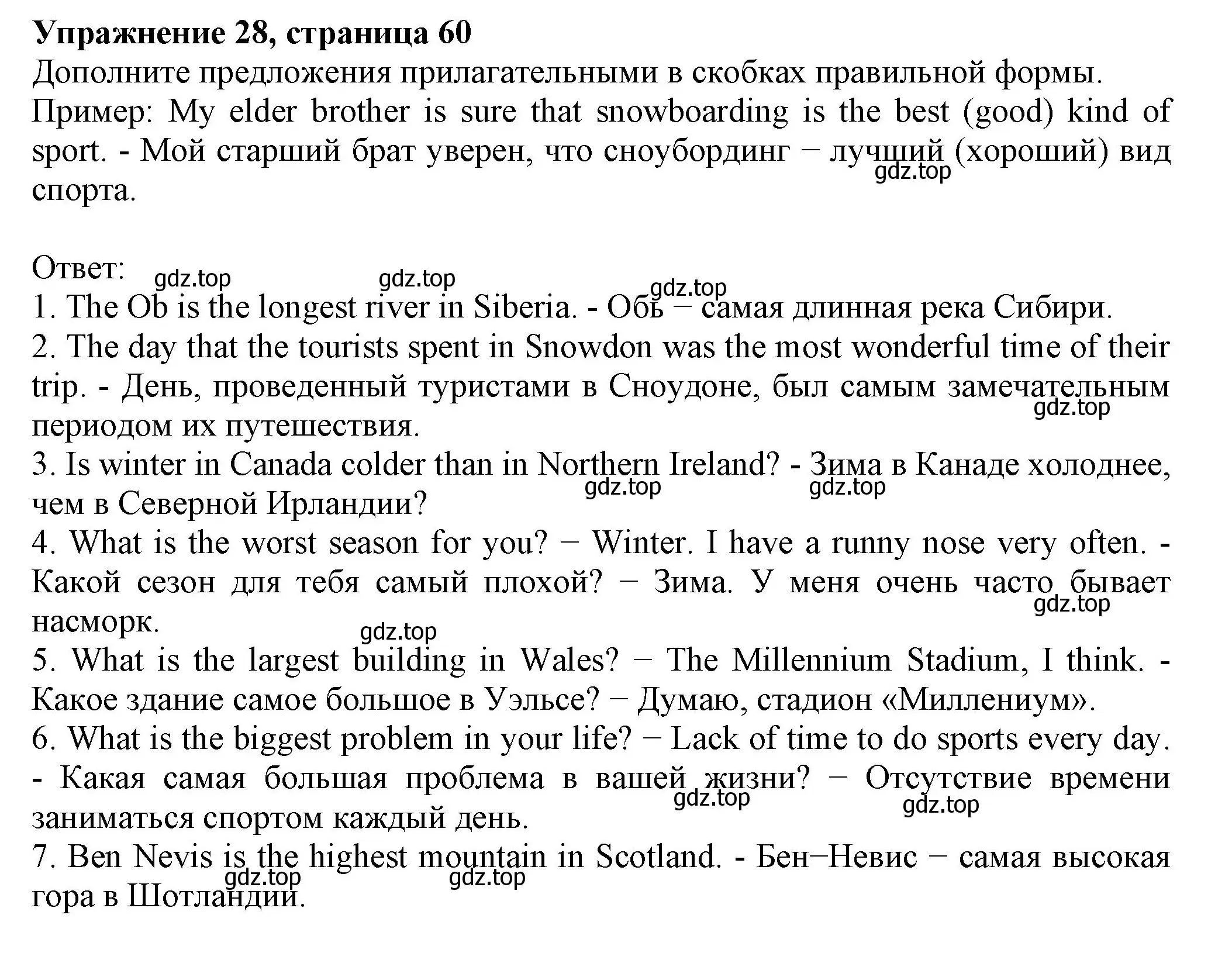 Решение номер 28 (страница 60) гдз по английскому языку 6 класс Биболетова, Денисенко, рабочая тетрадь