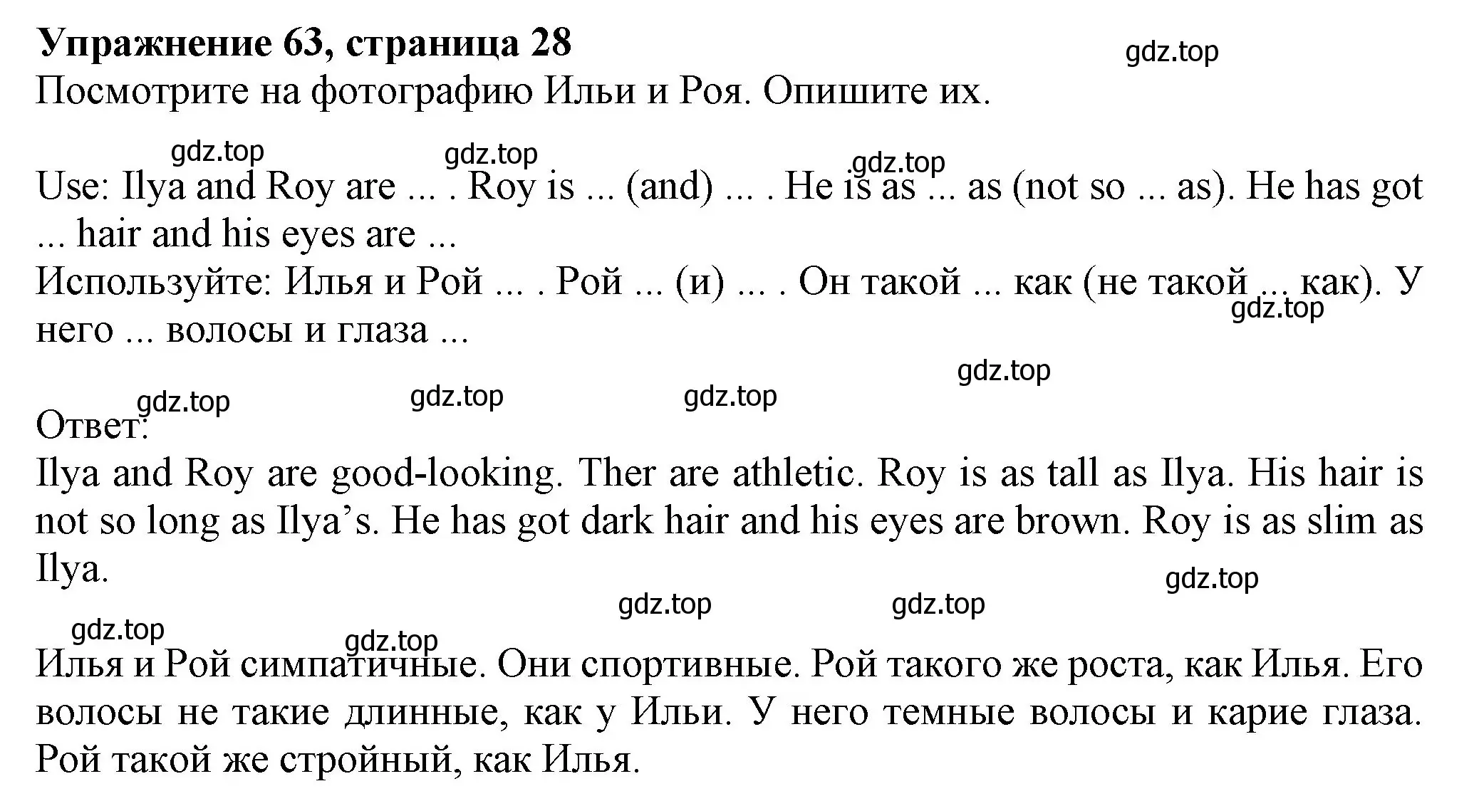 Решение номер 63 (страница 28) гдз по английскому языку 6 класс Биболетова, Денисенко, учебник