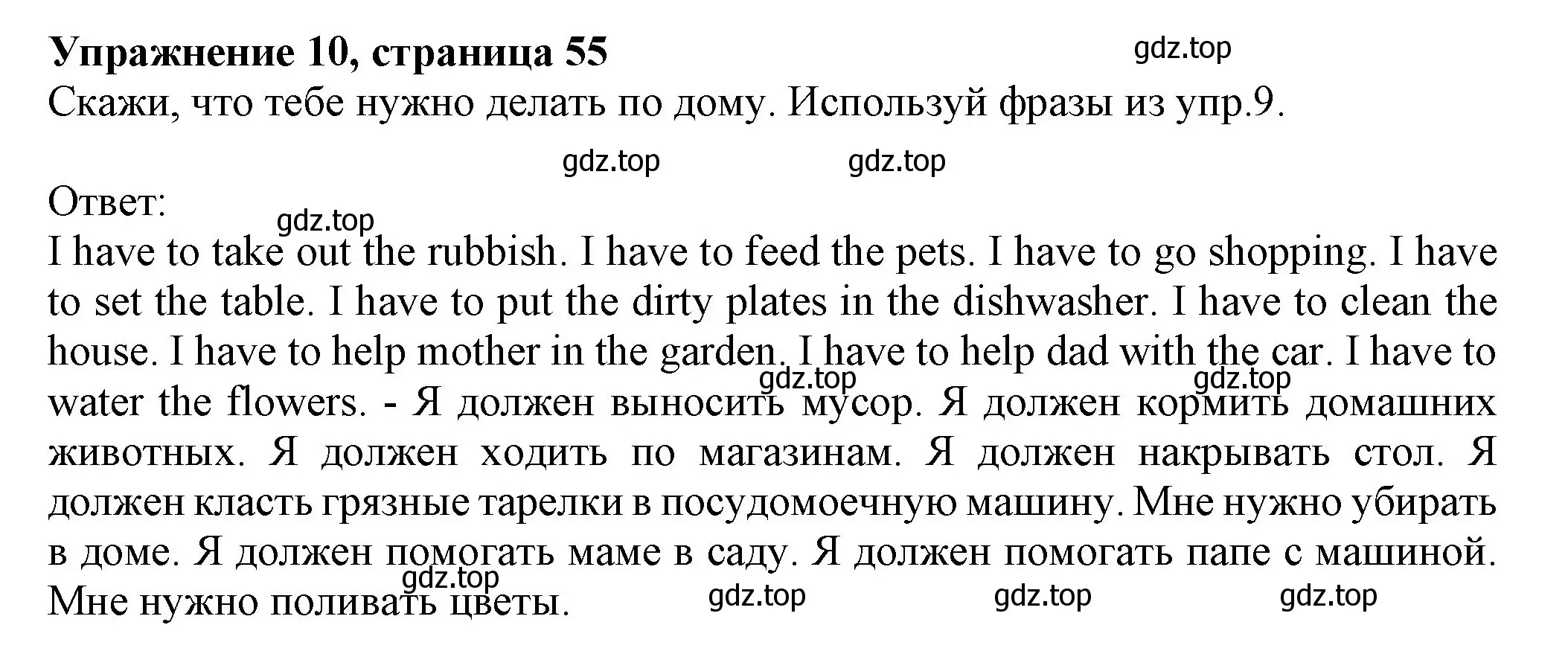 Решение номер 10 (страница 55) гдз по английскому языку 6 класс Биболетова, Денисенко, учебник