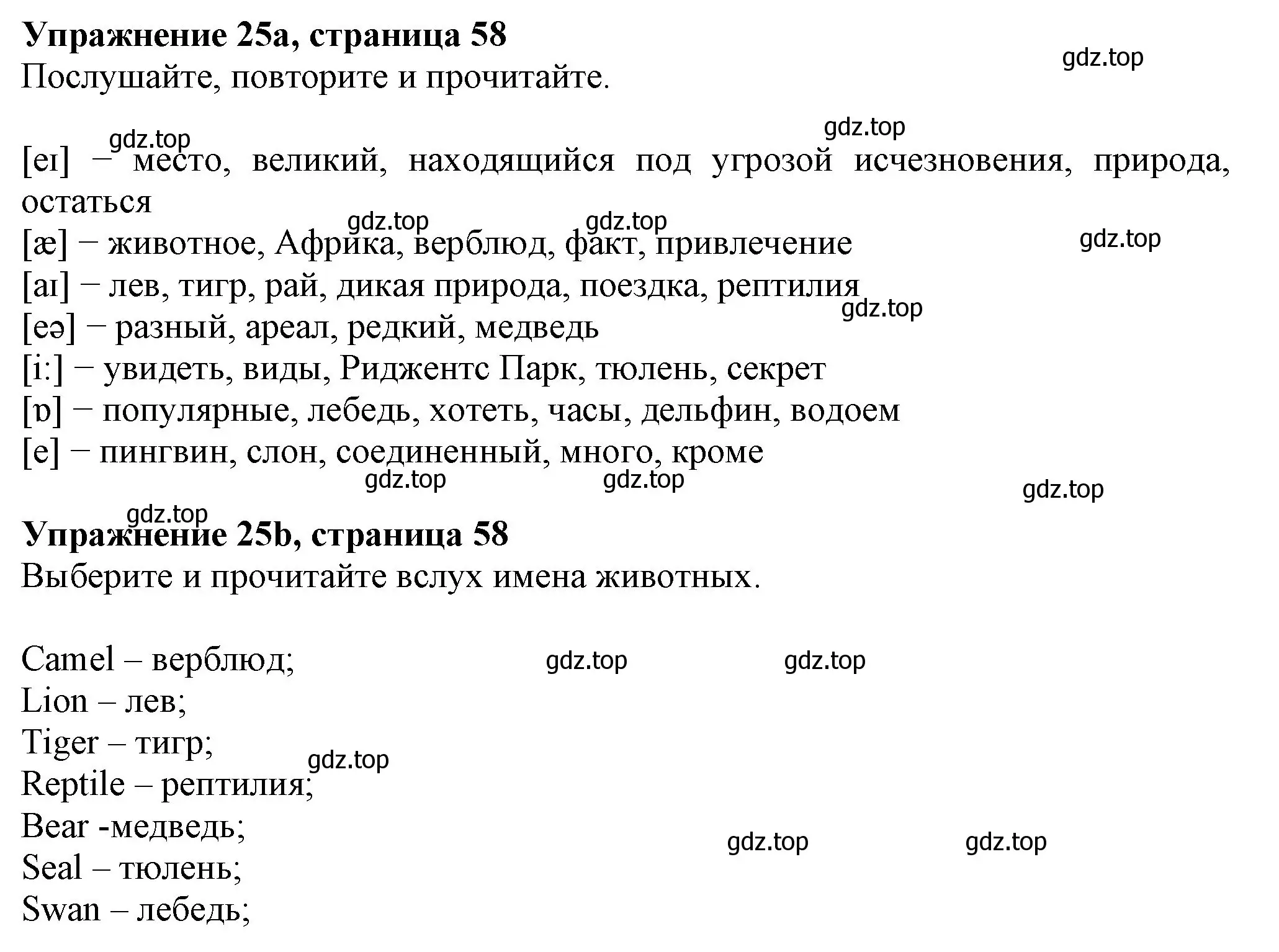 Решение номер 25 (страница 58) гдз по английскому языку 6 класс Биболетова, Денисенко, учебник