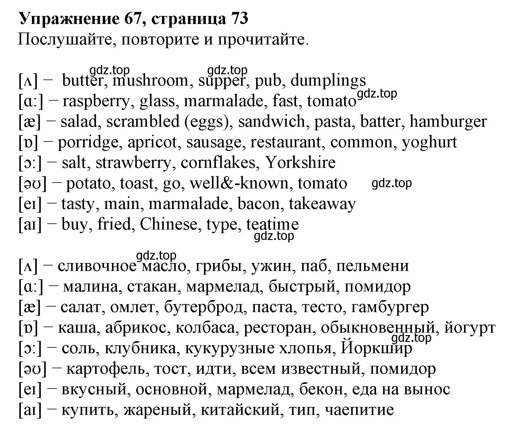 Решение номер 67 (страница 73) гдз по английскому языку 6 класс Биболетова, Денисенко, учебник