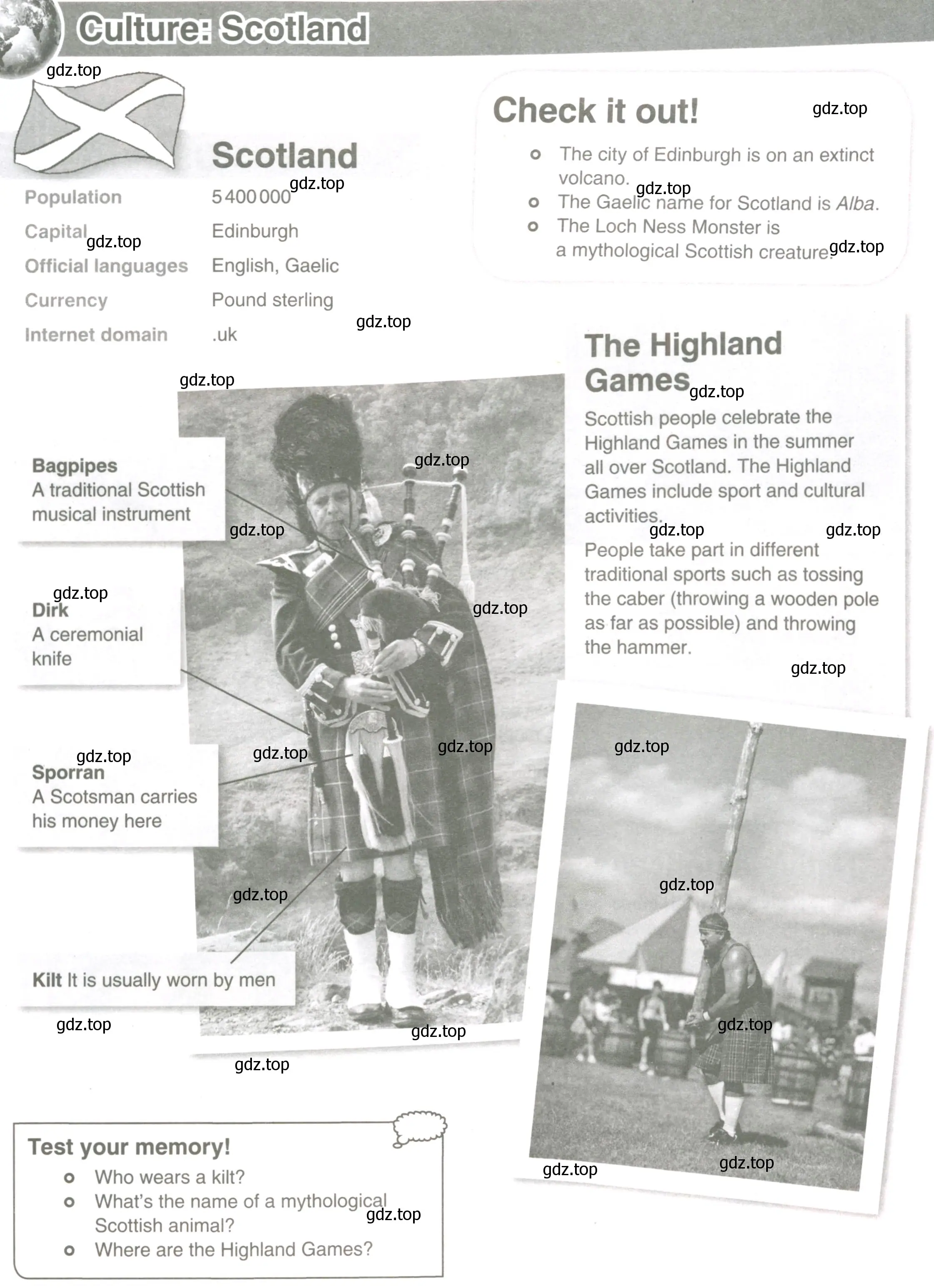 Условие  Scotland (страница 129) гдз по английскому языку 6 класс Комарова, Ларионова, рабочая тетрадь