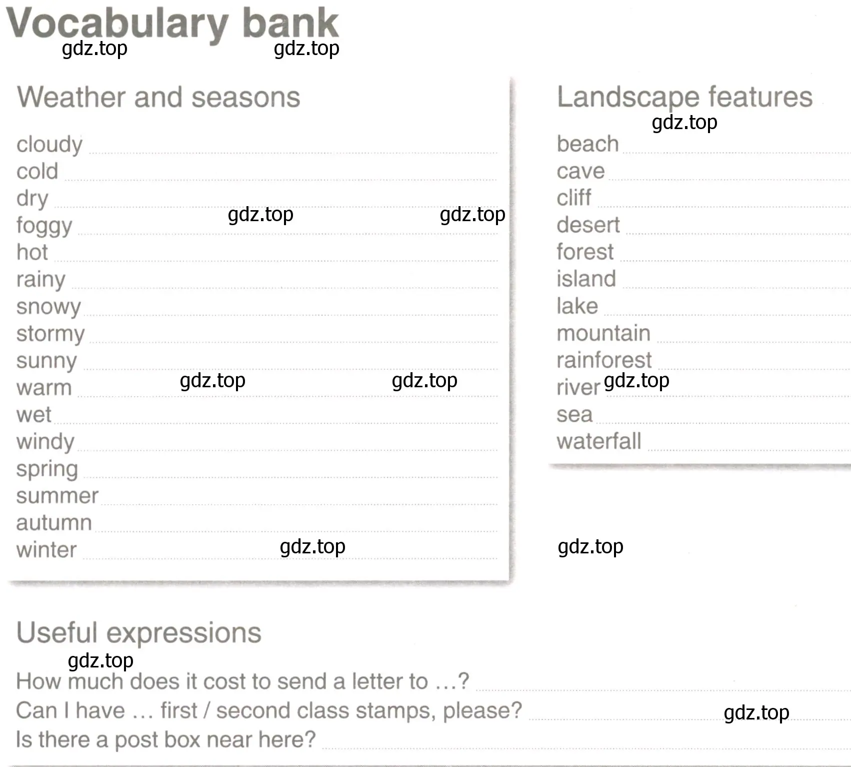 Условие  Vocabulary bank (страница 124) гдз по английскому языку 6 класс Комарова, Ларионова, рабочая тетрадь