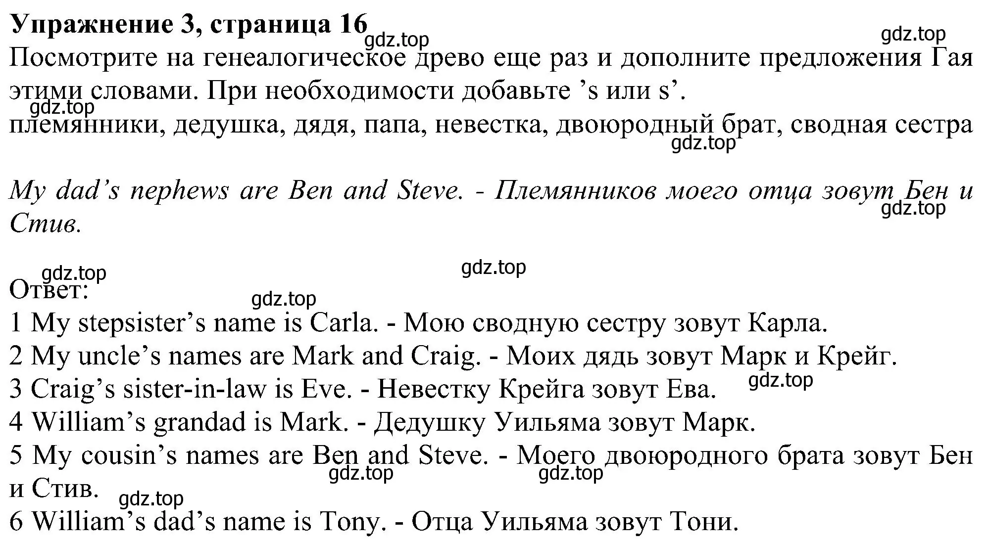 Решение номер 3 (страница 16) гдз по английскому языку 6 класс Комарова, Ларионова, рабочая тетрадь