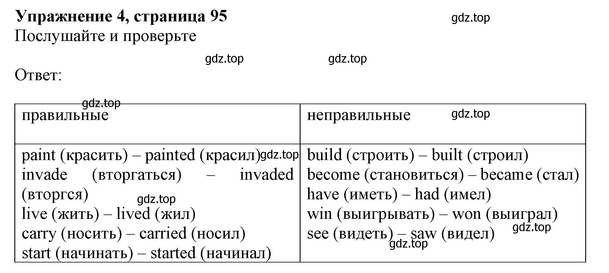 Решение номер 4 (страница 95) гдз по английскому языку 6 класс Комарова, Ларионова, учебник