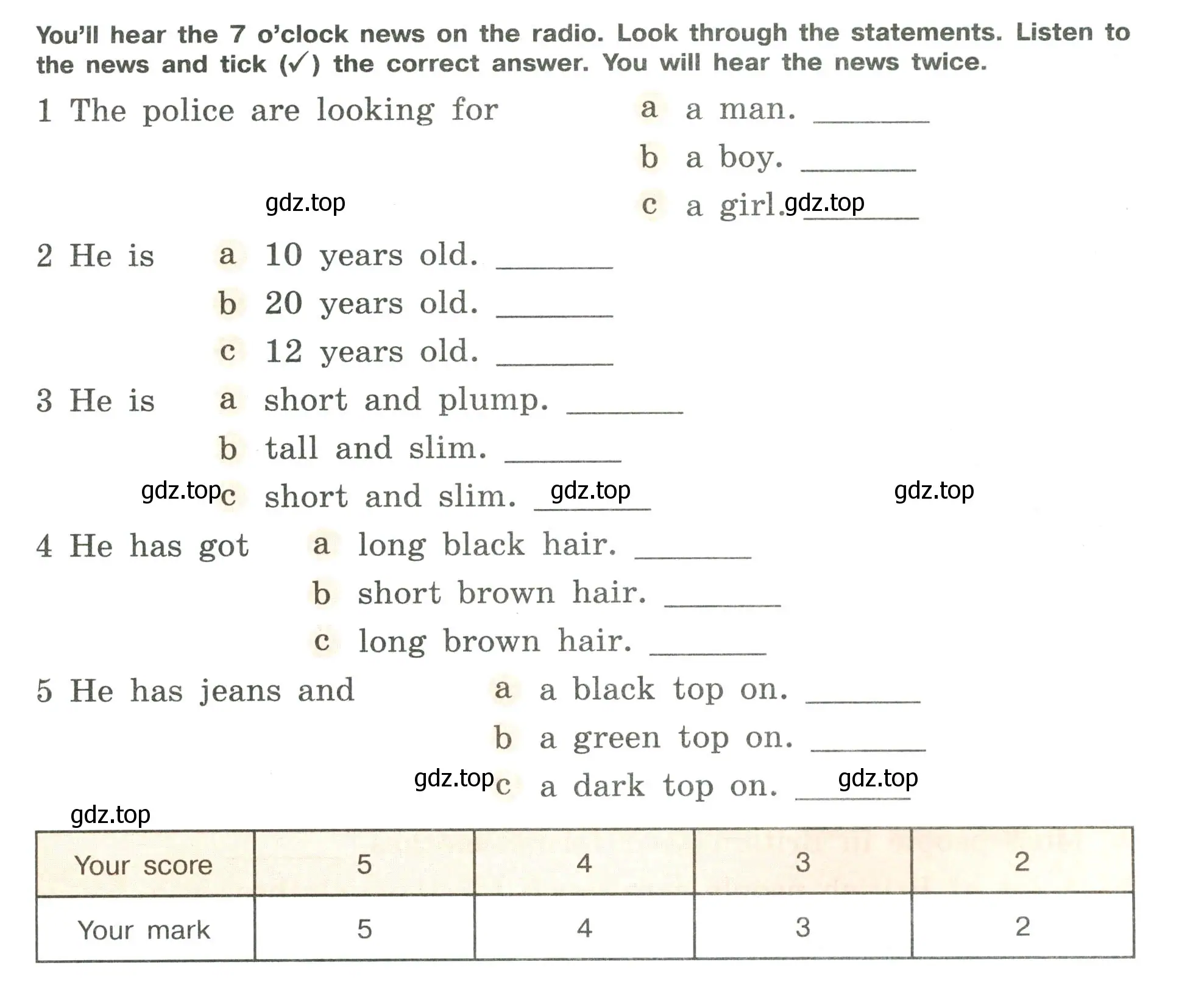 Условие  I. LISTENING COMPREHENSION (страница 11) гдз по английскому языку 6 класс Кузовлев, Лапа, рабочая тетрадь