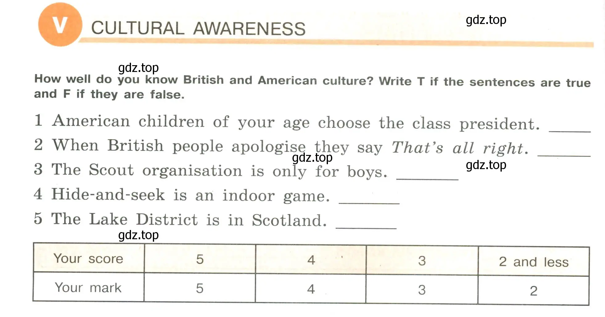 Условие  V. CULTURAL AWARENESS (страница 32) гдз по английскому языку 6 класс Кузовлев, Лапа, рабочая тетрадь