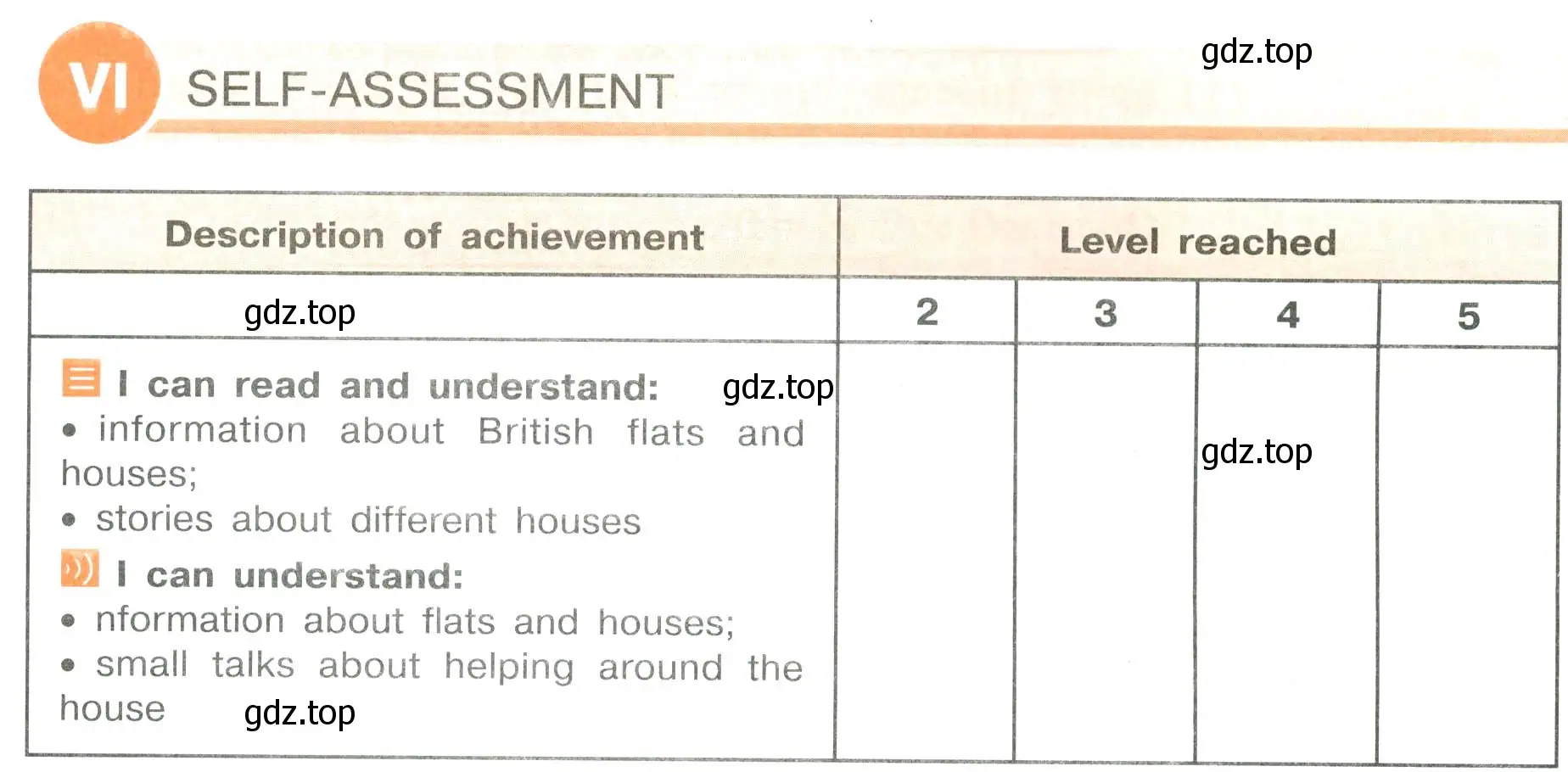 Условие  VI. SELF-ASSESSMENT (страница 54) гдз по английскому языку 6 класс Кузовлев, Лапа, рабочая тетрадь