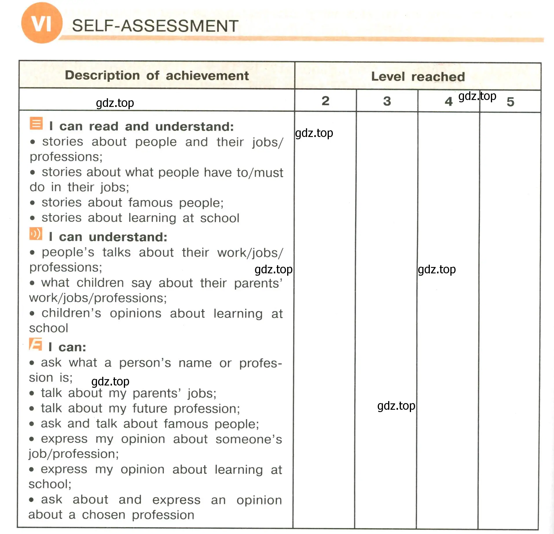 Условие  VI. SELF-ASSESSMENT (страница 136) гдз по английскому языку 6 класс Кузовлев, Лапа, рабочая тетрадь