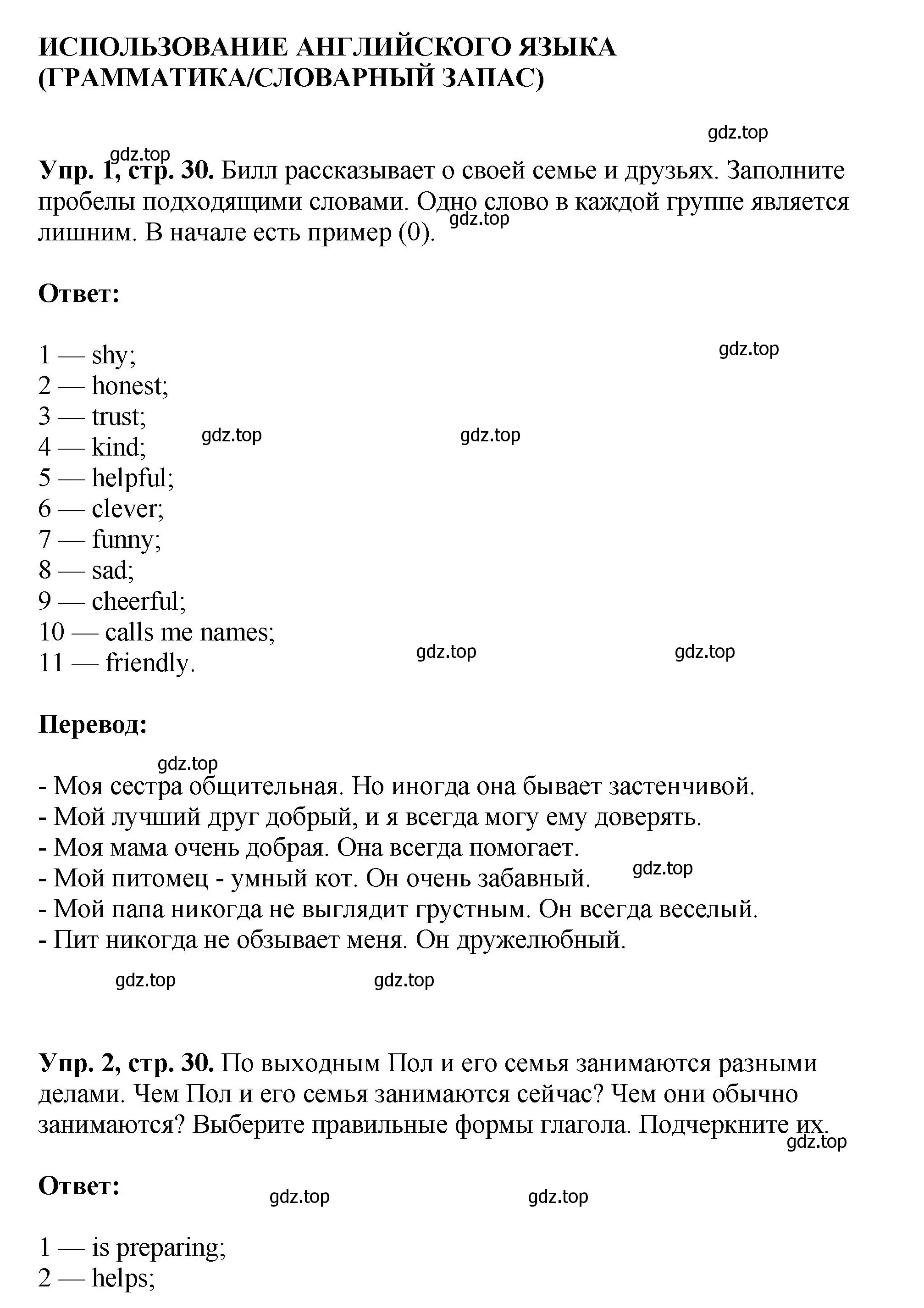 Решение  III. USE OF ENGLISH (GRAMMAR/VOCABULARY) (страница 29) гдз по английскому языку 6 класс Кузовлев, Лапа, рабочая тетрадь