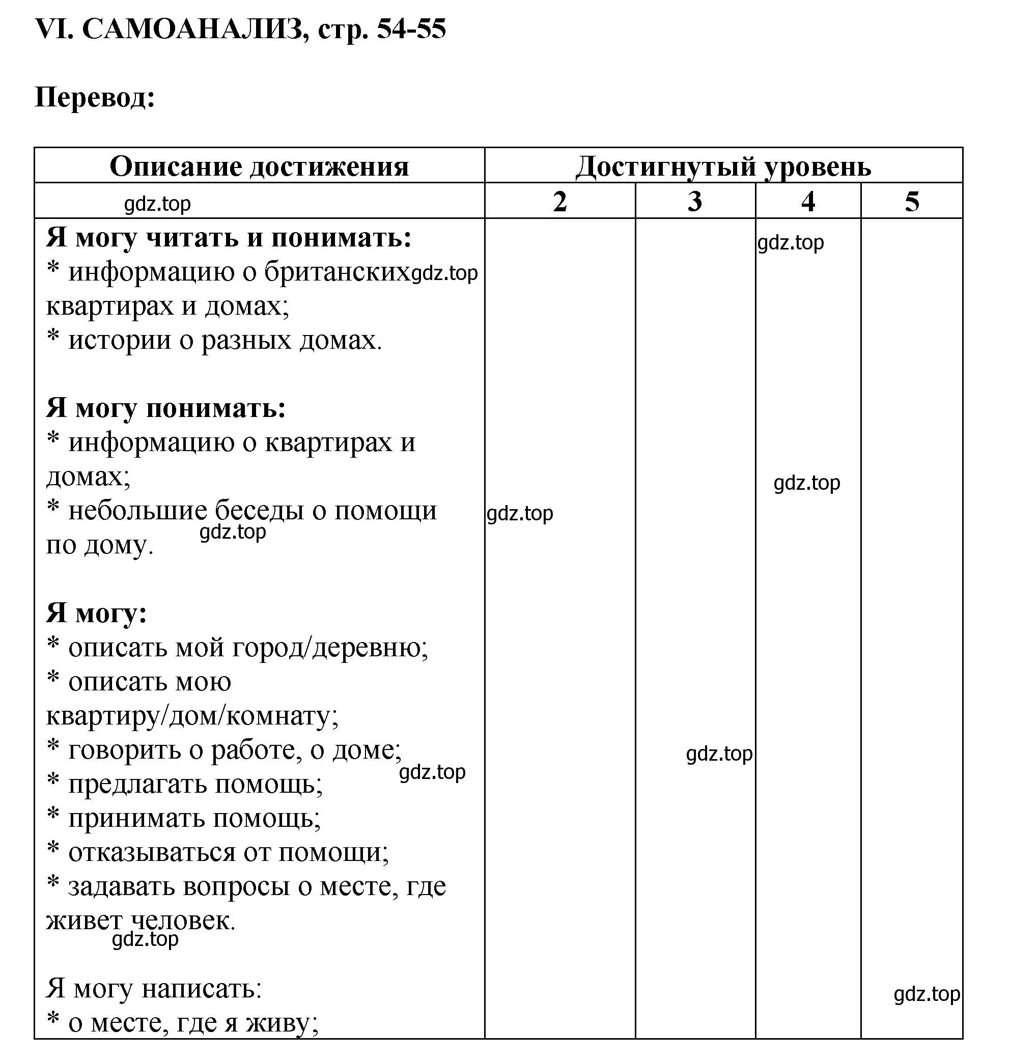 Решение  VI. SELF-ASSESSMENT (страница 54) гдз по английскому языку 6 класс Кузовлев, Лапа, рабочая тетрадь