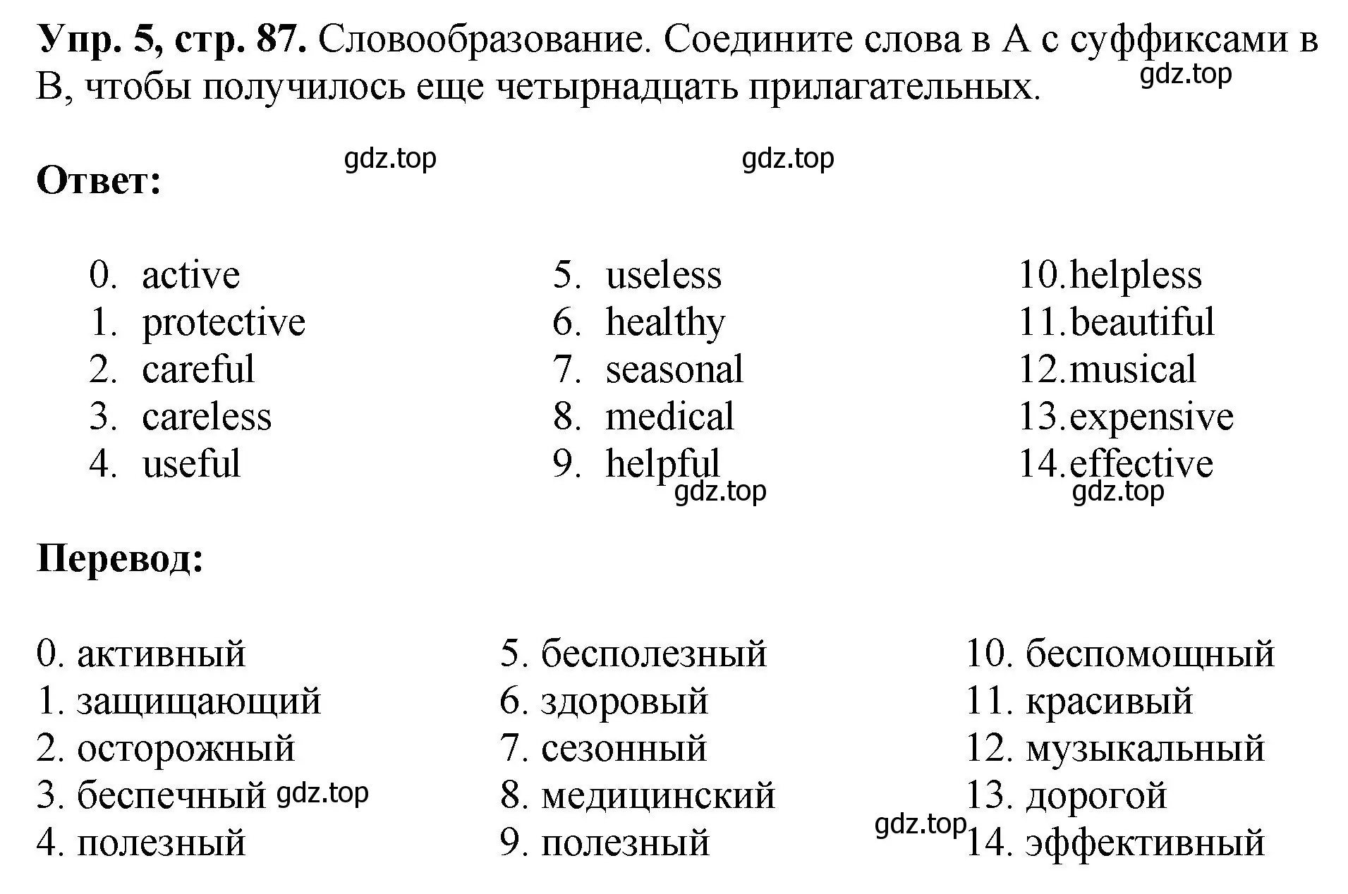 Решение номер 5 (страница 87) гдз по английскому языку 6 класс Кузовлев, Лапа, рабочая тетрадь