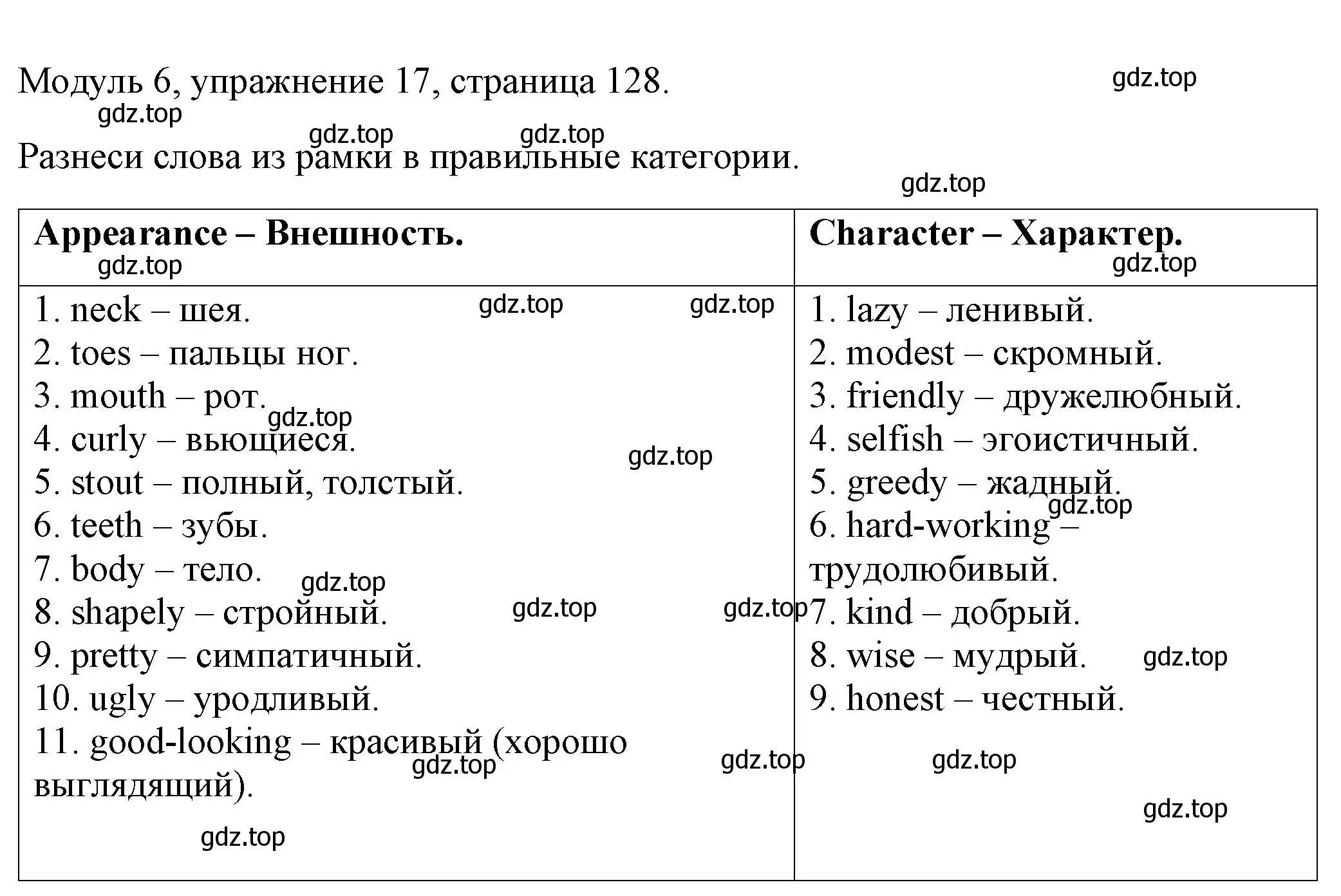 Решение номер 17 (страница 128) гдз по английскому языку 6 класс Афанасьева, Михеева, рабочая тетрадь