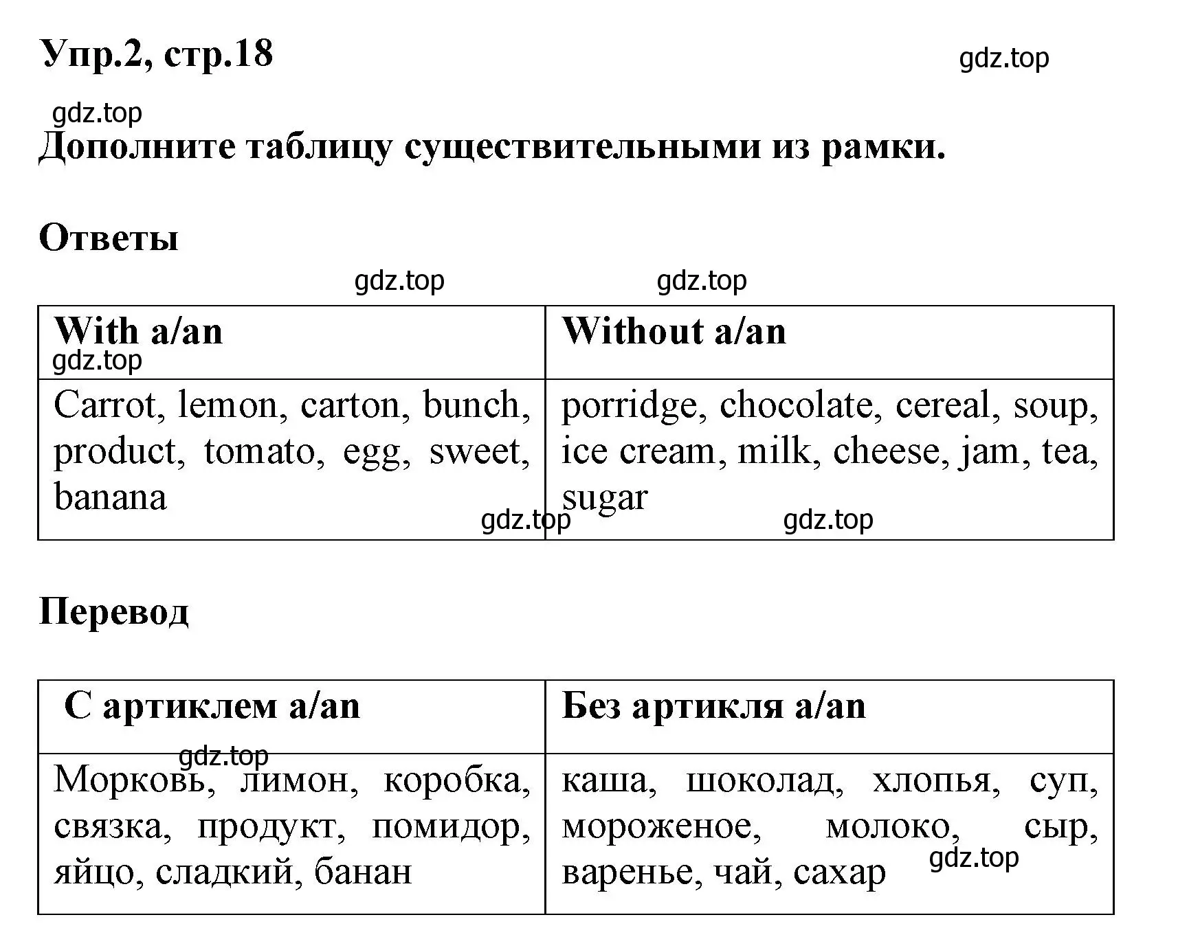 Решение номер 2 (страница 18) гдз по английскому языку 6 класс Смирнов, сборник грамматических упражнений