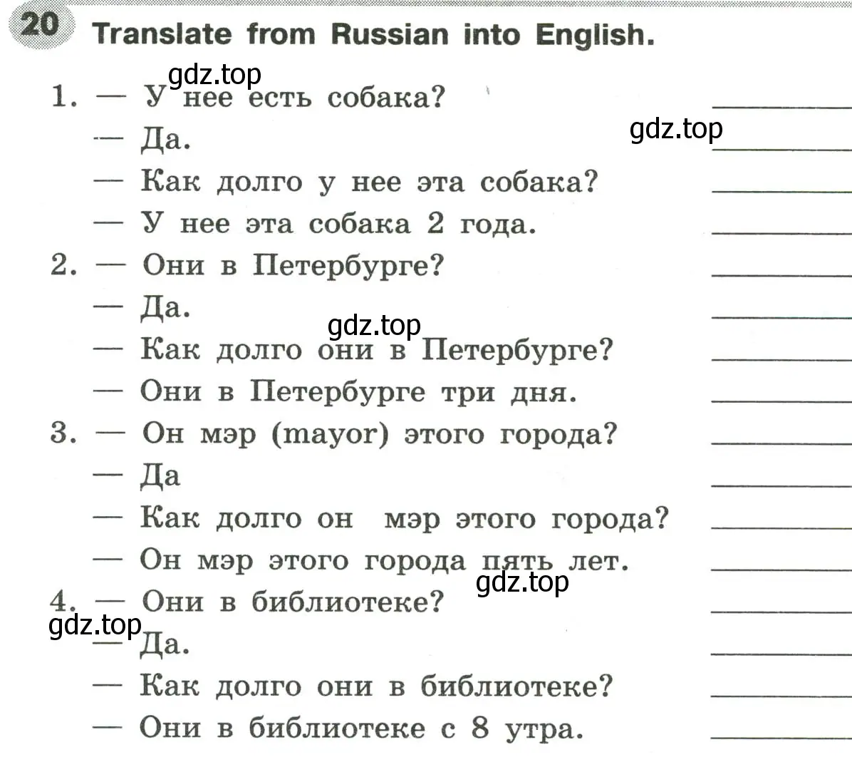 Условие номер 19 (20) (страница 112) гдз по английскому языку 6 класс Тимофеева, грамматический тренажёр