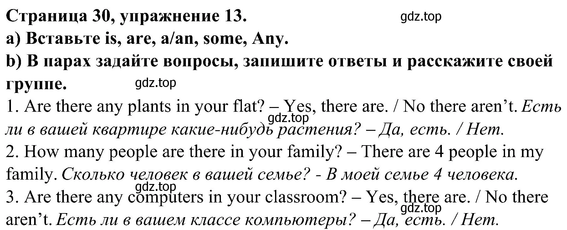 Решение номер 13 (страница 30) гдз по английскому языку 6 класс Тимофеева, грамматический тренажёр