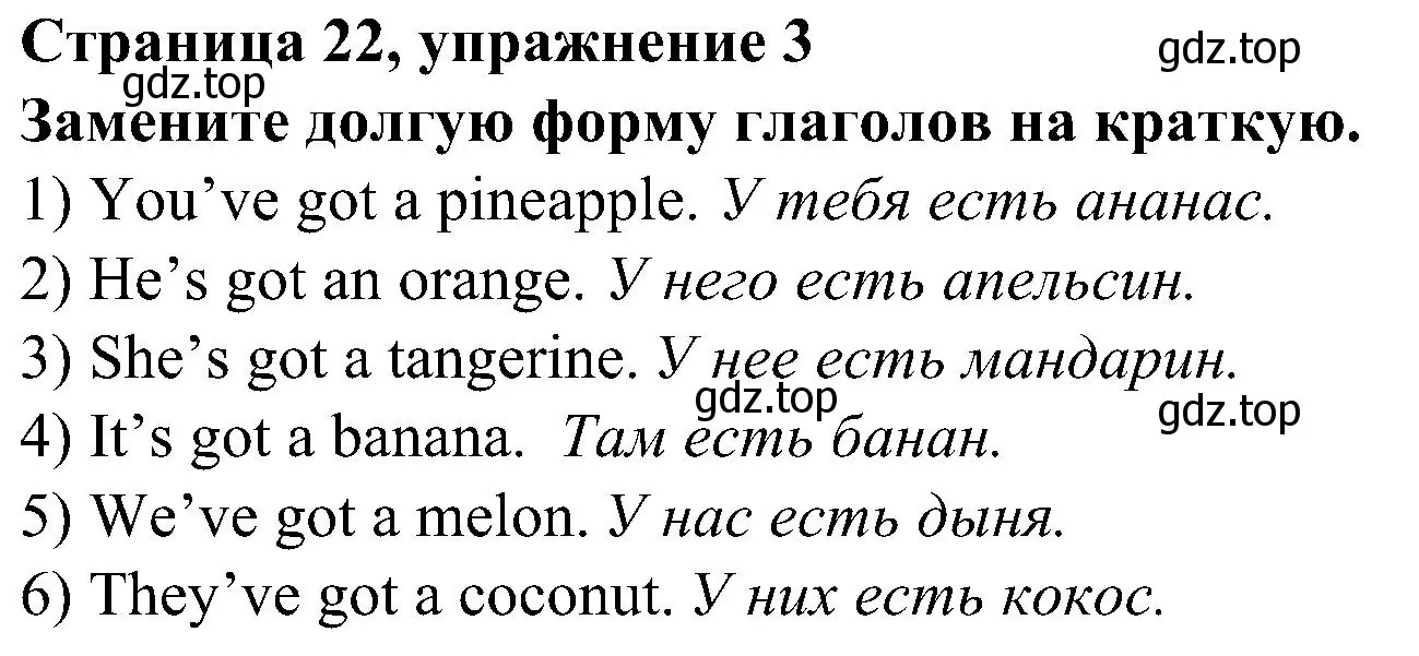 Решение номер 3 (страница 22) гдз по английскому языку 6 класс Тимофеева, грамматический тренажёр