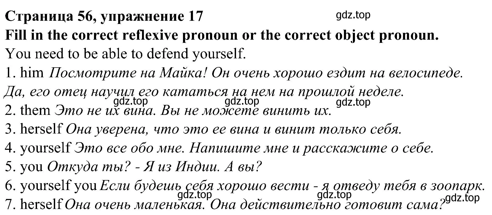 Решение номер 17 (страница 56) гдз по английскому языку 6 класс Тимофеева, грамматический тренажёр