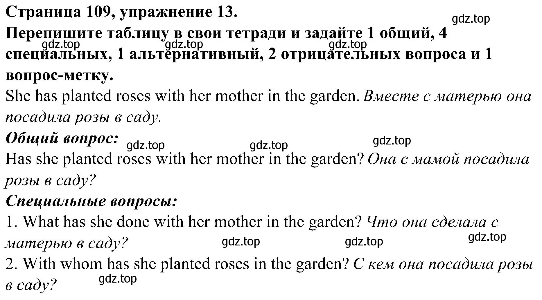 Решение номер 13 (страница 109) гдз по английскому языку 6 класс Тимофеева, грамматический тренажёр