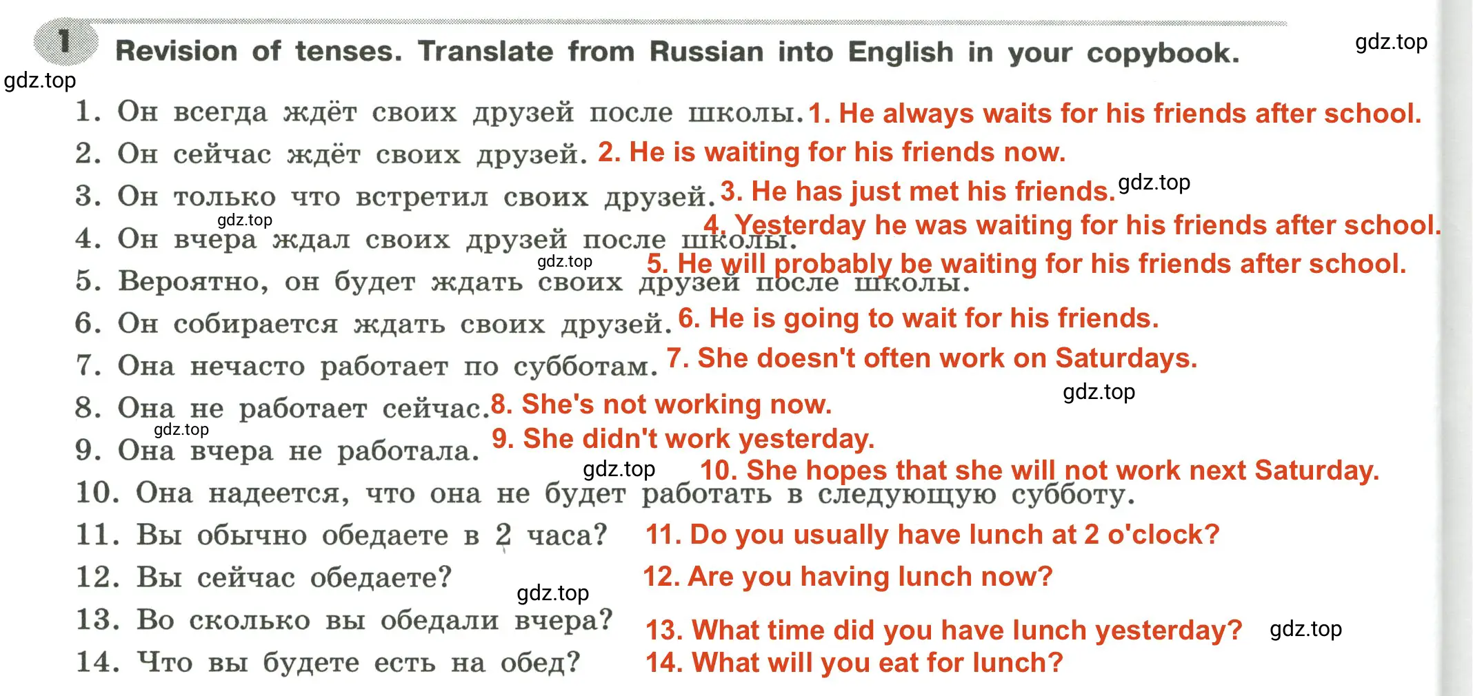 Решение 2. номер 1 (страница 44) гдз по английскому языку 6 класс Тимофеева, грамматический тренажёр