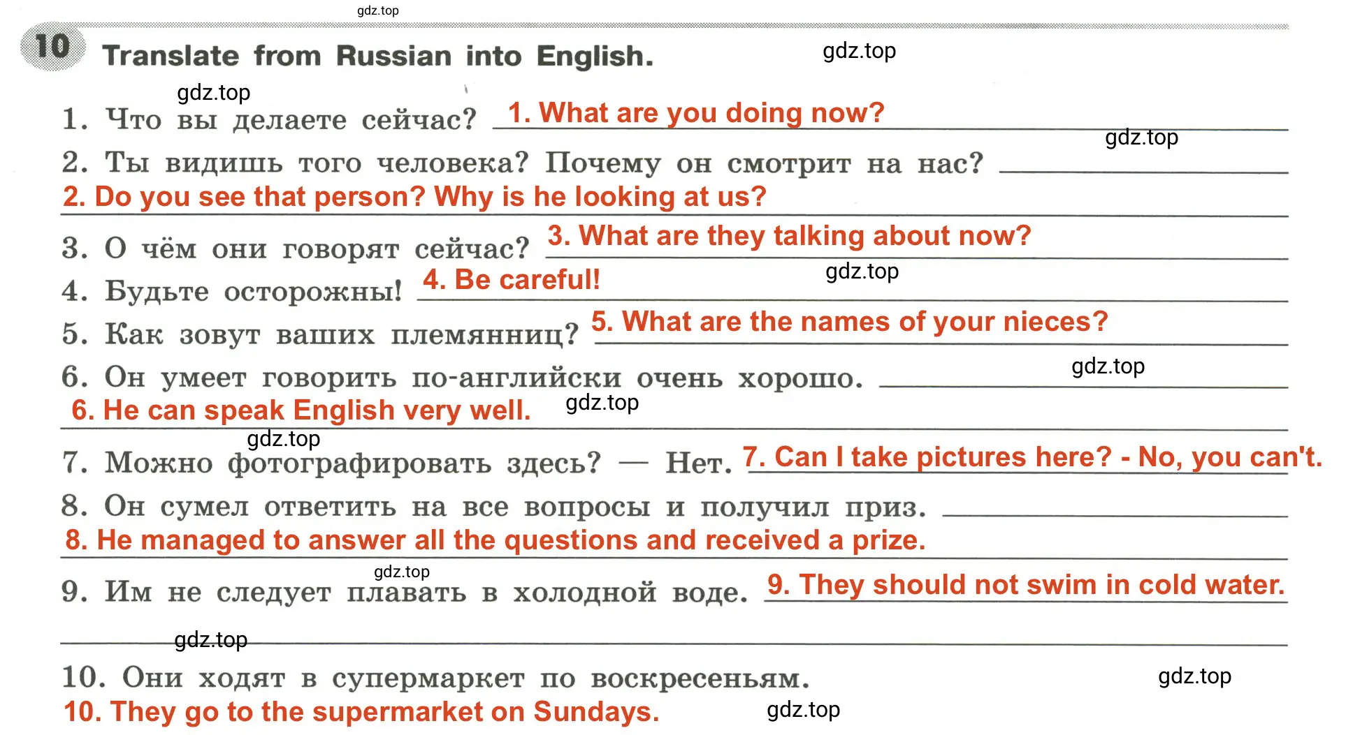 Решение 2. номер 10 (страница 64) гдз по английскому языку 6 класс Тимофеева, грамматический тренажёр