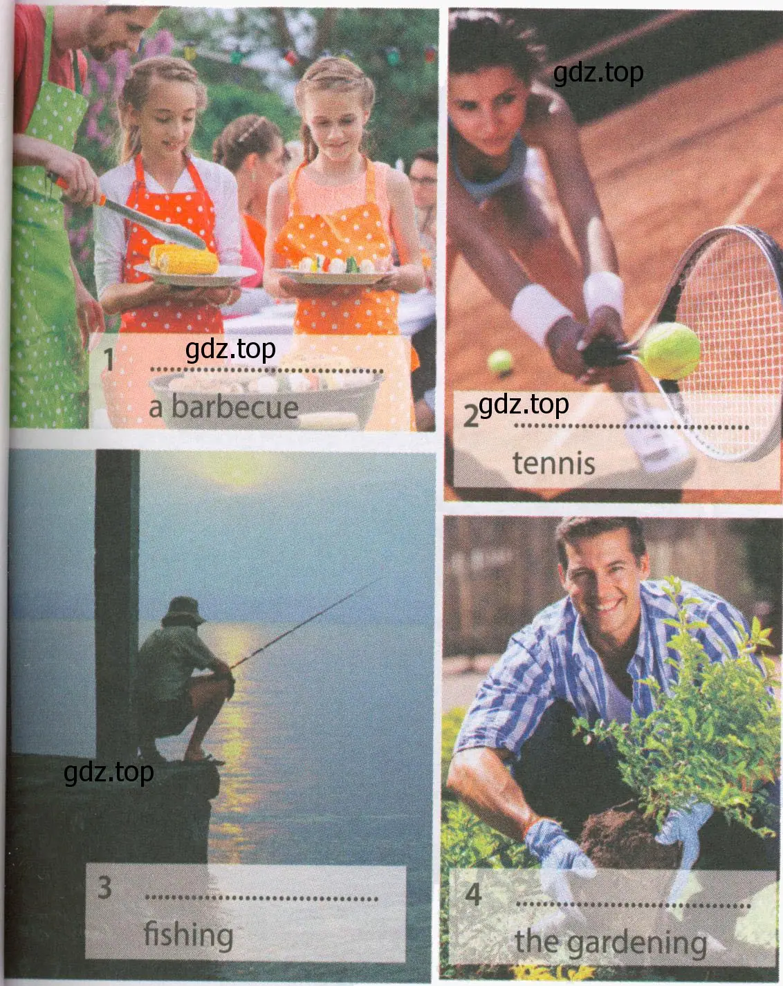 Рисунок. a barbecue tennis fishing the gardening