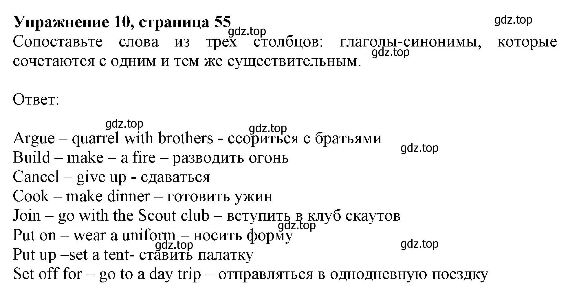 Решение номер 10 (страница 55) гдз по английскому языку 6 класс Ваулина, Подоляко, тренировочные упражнения в формате ГИА