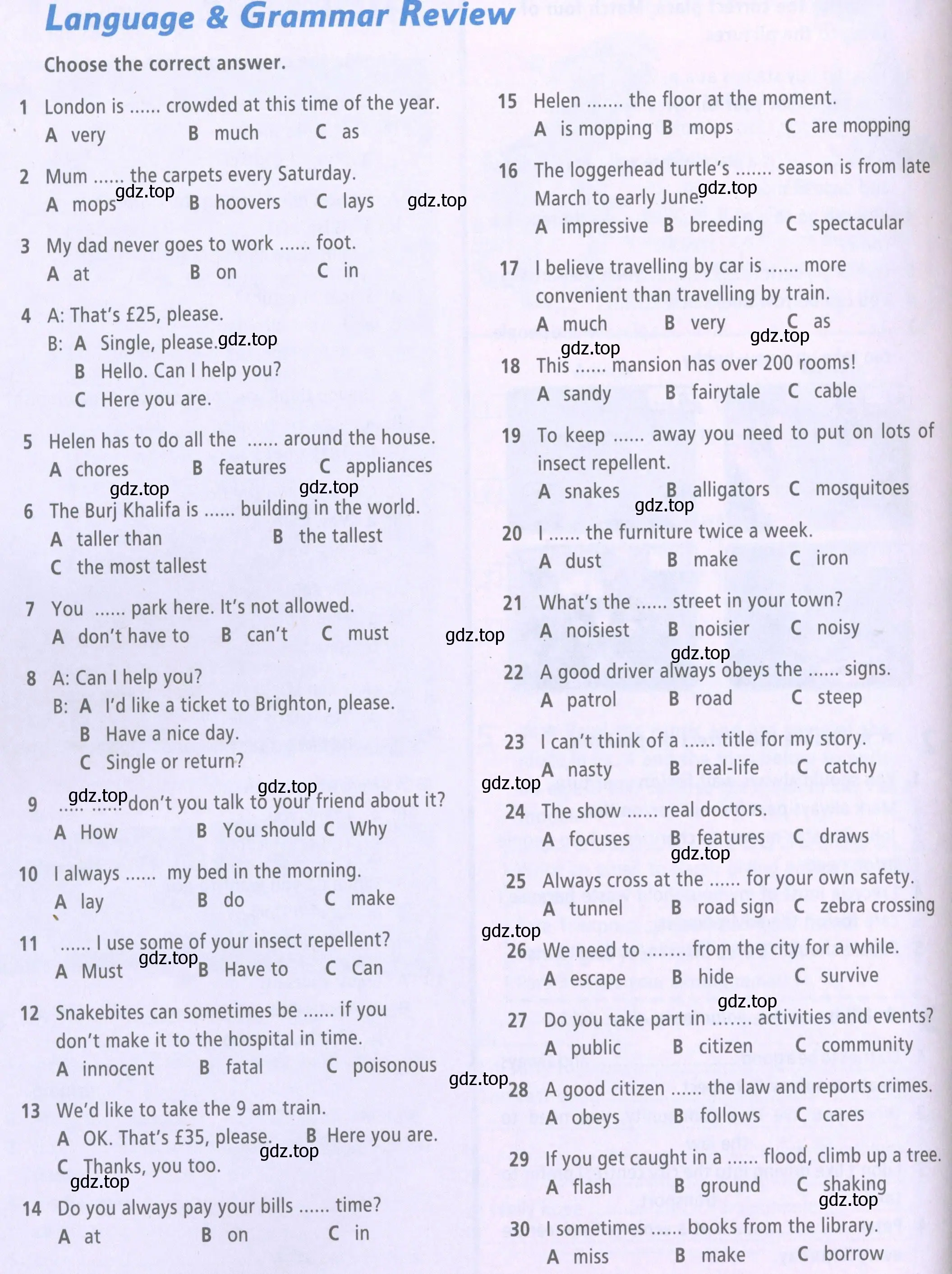 Условие  Language & Grammar Review (страница 12) гдз по английскому языку 6 класс Баранова, Мильруд, рабочая тетрадь