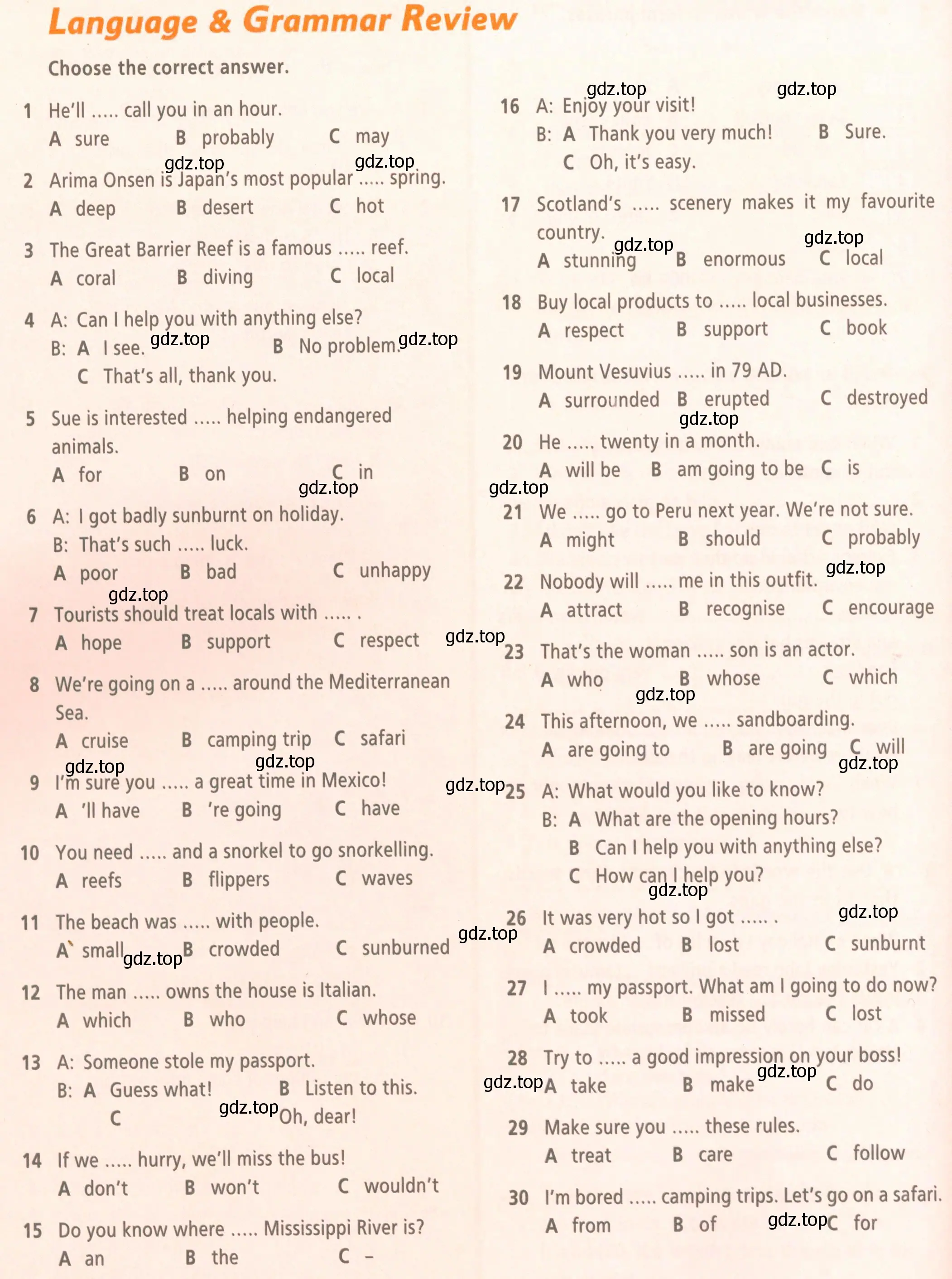 Условие  Language & Grammar Review (страница 42) гдз по английскому языку 6 класс Баранова, Мильруд, рабочая тетрадь