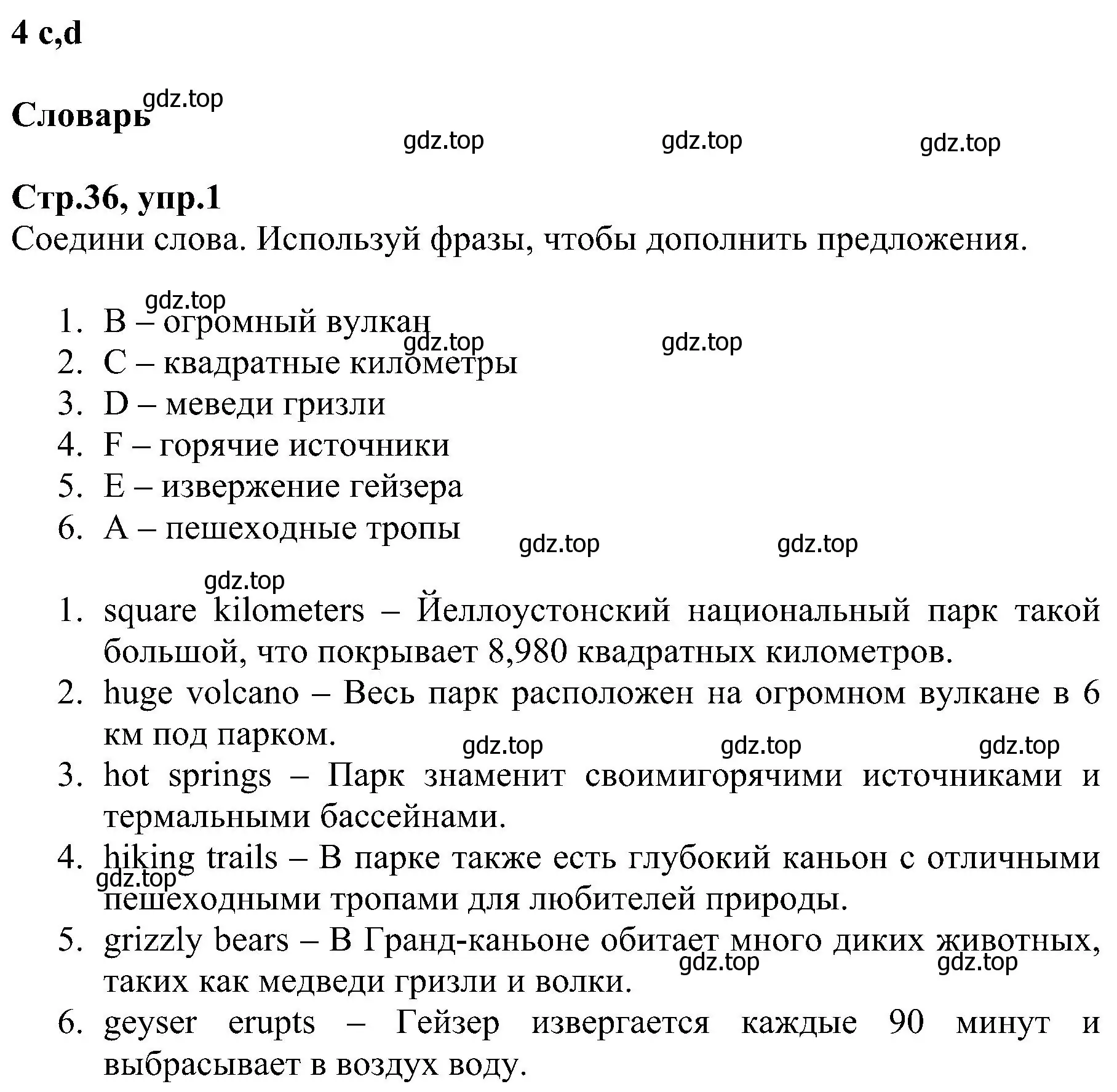 Решение номер 1 (страница 36) гдз по английскому языку 6 класс Баранова, Мильруд, рабочая тетрадь