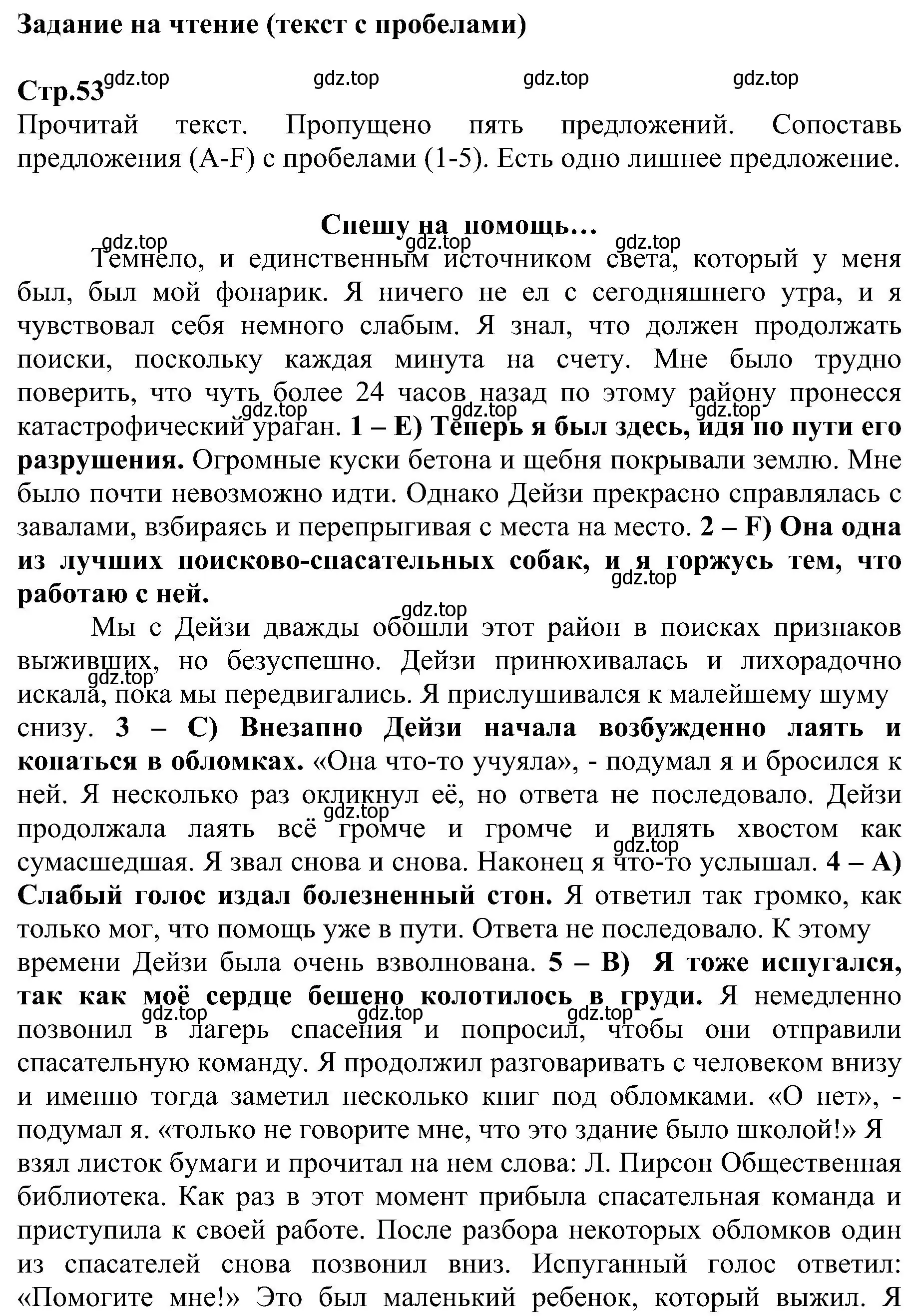 Решение  Reading Task (страница 53) гдз по английскому языку 6 класс Баранова, Мильруд, рабочая тетрадь