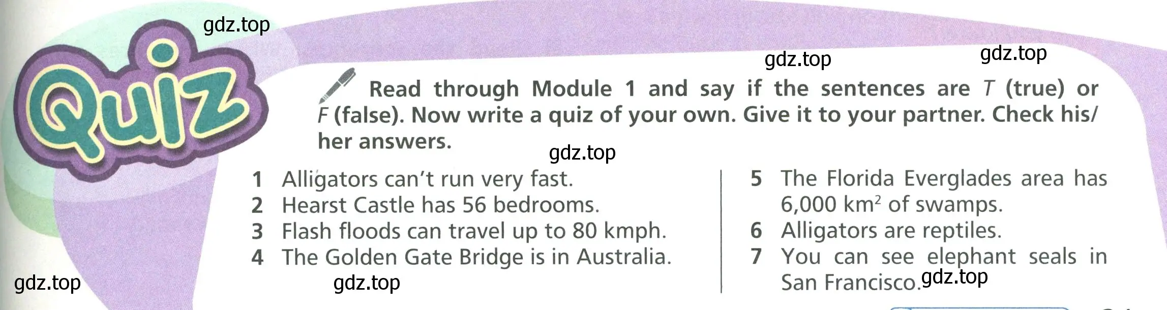 Условие  Quiz (страница 21) гдз по английскому языку 6 класс Баранова, Дули, учебник