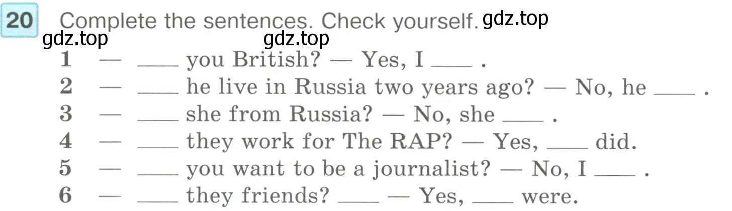Условие номер 20 (страница 12) гдз по английскому языку 6 класс Вербицкая, Гаярделли, учебник 1 часть