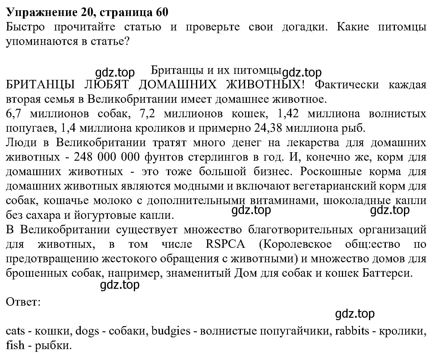 Решение номер 20 (страница 60) гдз по английскому языку 6 класс Вербицкая, Гаярделли, учебник 1 часть