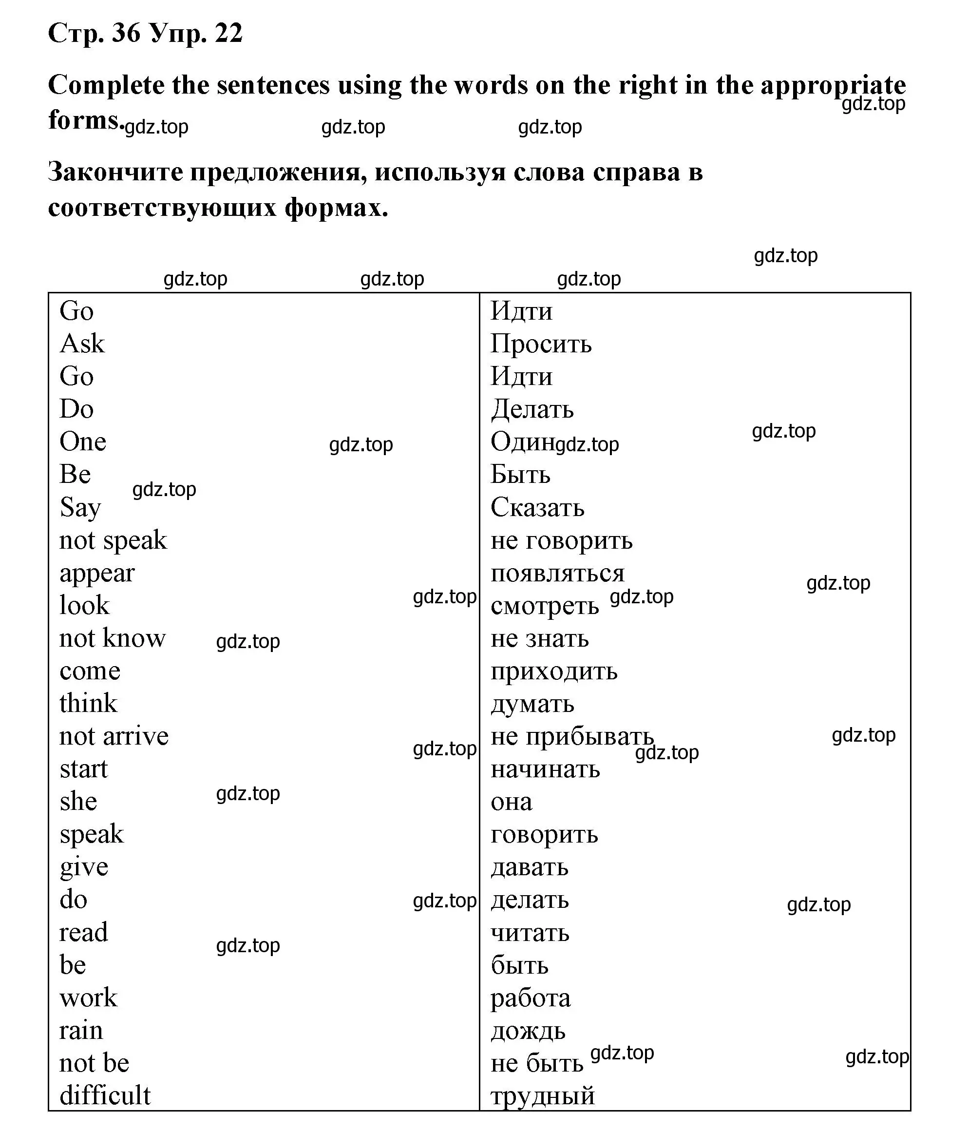 Решение номер 22 (страница 36) гдз по английскому языку 7 класс Афанасьева, Михеева, лексико-грамматический практикум