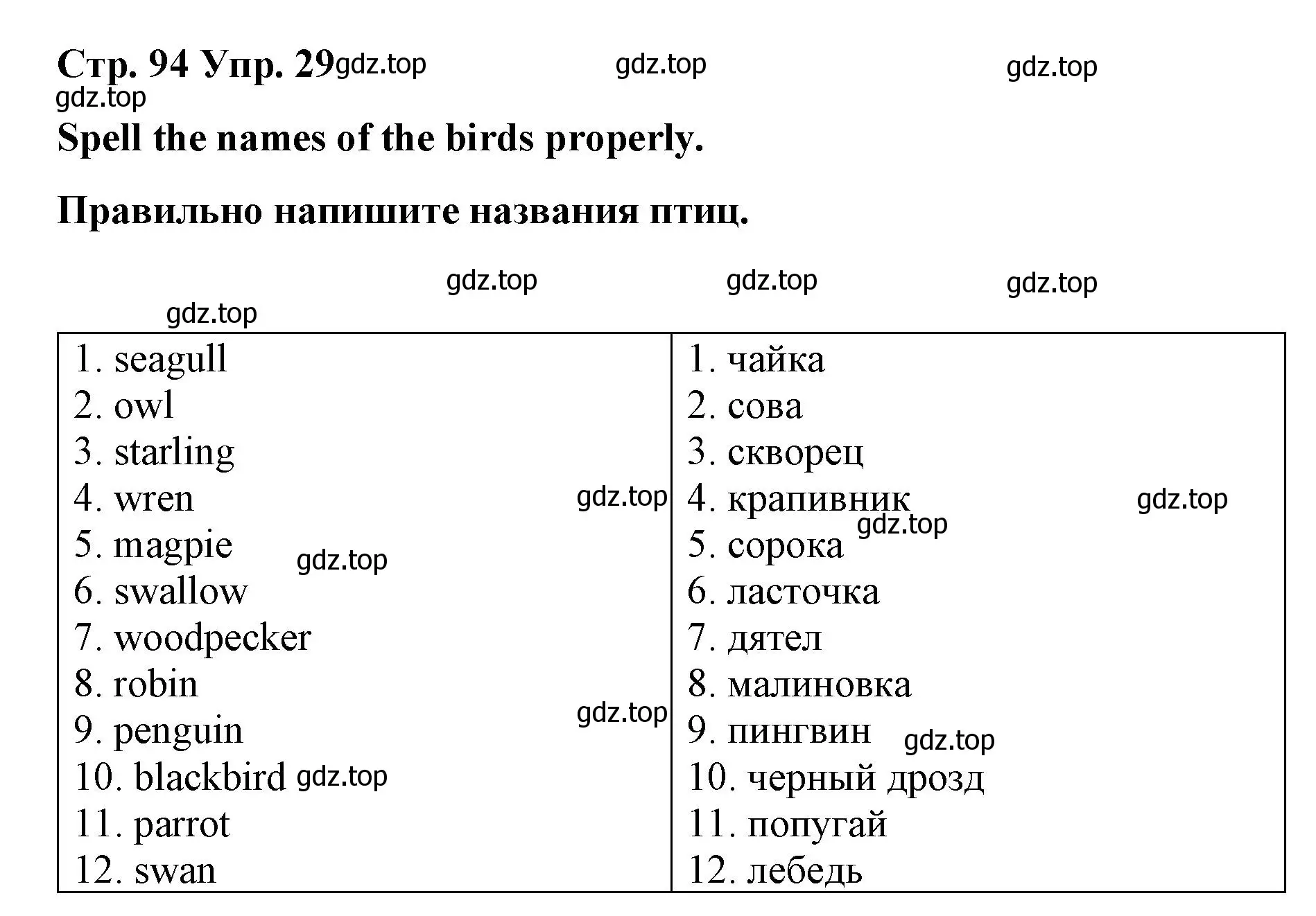 Решение номер 29 (страница 94) гдз по английскому языку 7 класс Афанасьева, Михеева, лексико-грамматический практикум