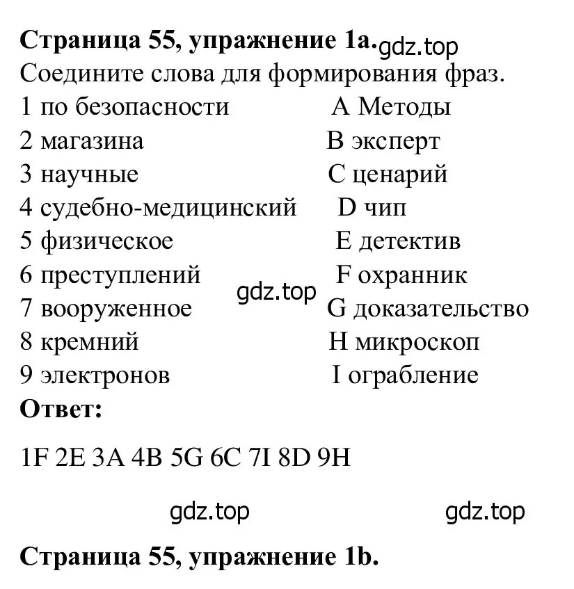 Решение номер 1 (страница 55) гдз по английскому языку 7 класс Баранова, Дули, рабочая тетрадь