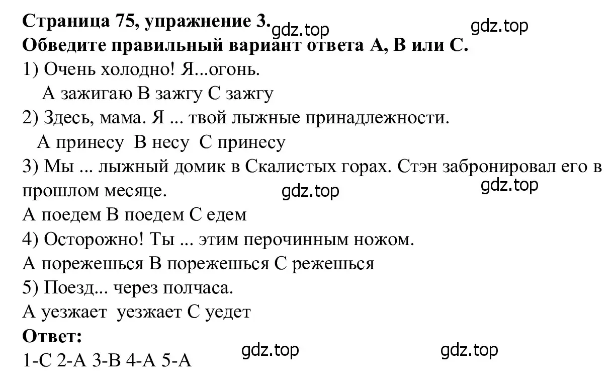 Решение номер 3 (страница 75) гдз по английскому языку 7 класс Баранова, Дули, рабочая тетрадь