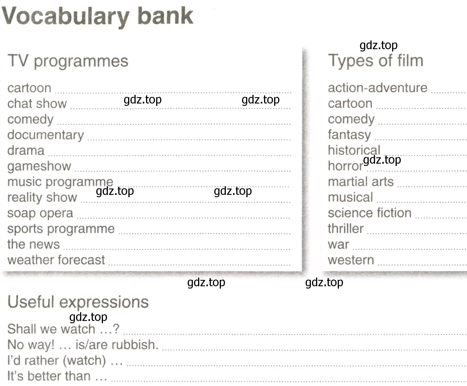 Условие  Vocabulary bank (страница 119) гдз по английскому языку 7 класс Комарова, Ларионова, рабочая тетрадь