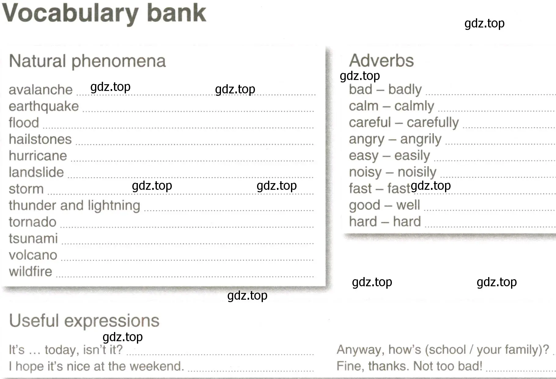 Условие  Vocabulary bank (страница 120) гдз по английскому языку 7 класс Комарова, Ларионова, рабочая тетрадь