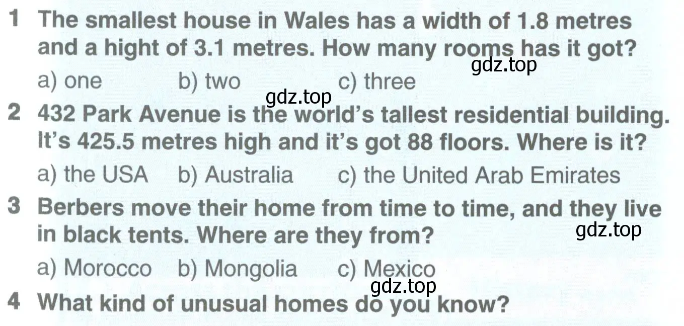 Условие  Homes quiz (страница 33) гдз по английскому языку 7 класс Комарова, Ларионова, учебник