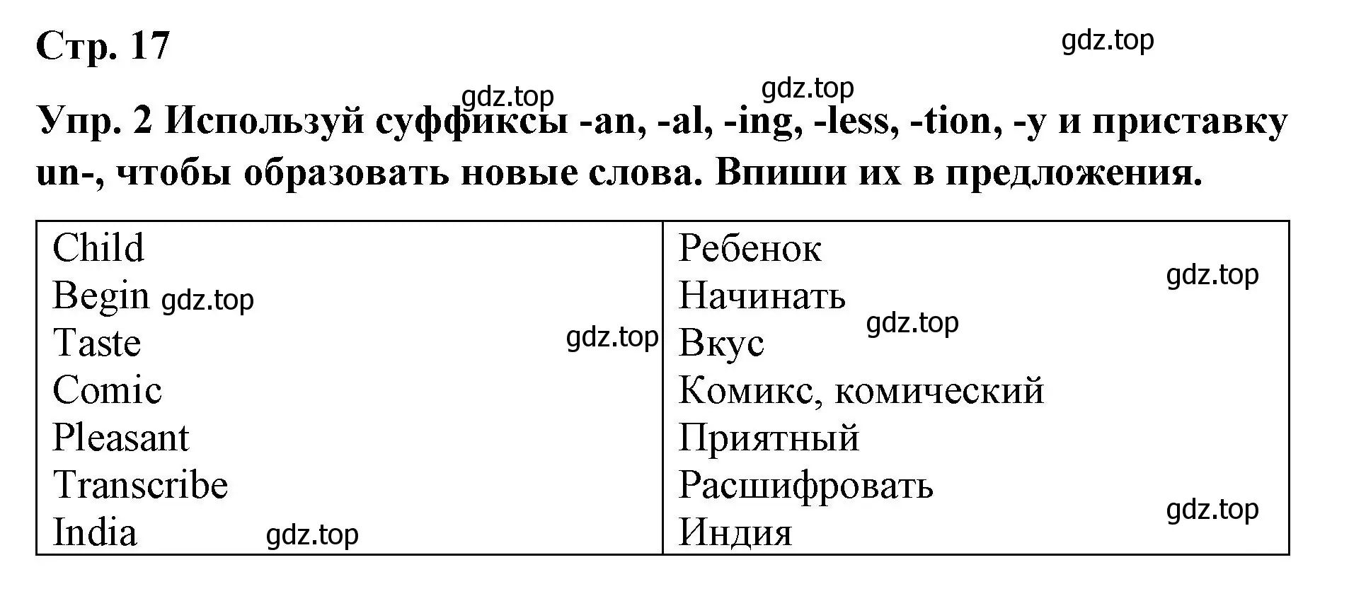 Решение номер 2 (страница 17) гдз по английскому языку 7 класс Афанасьева, Михеева, контрольные работы