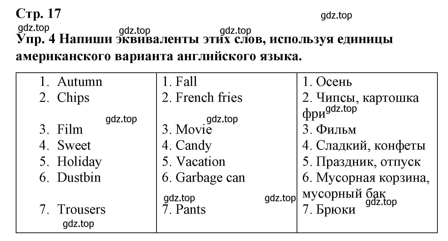 Решение номер 4 (страница 17) гдз по английскому языку 7 класс Афанасьева, Михеева, контрольные работы